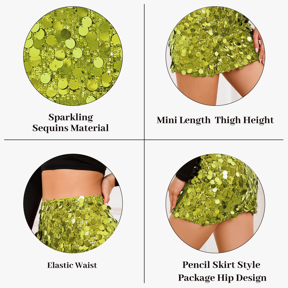 Stretchy Sequin Skirt for Women