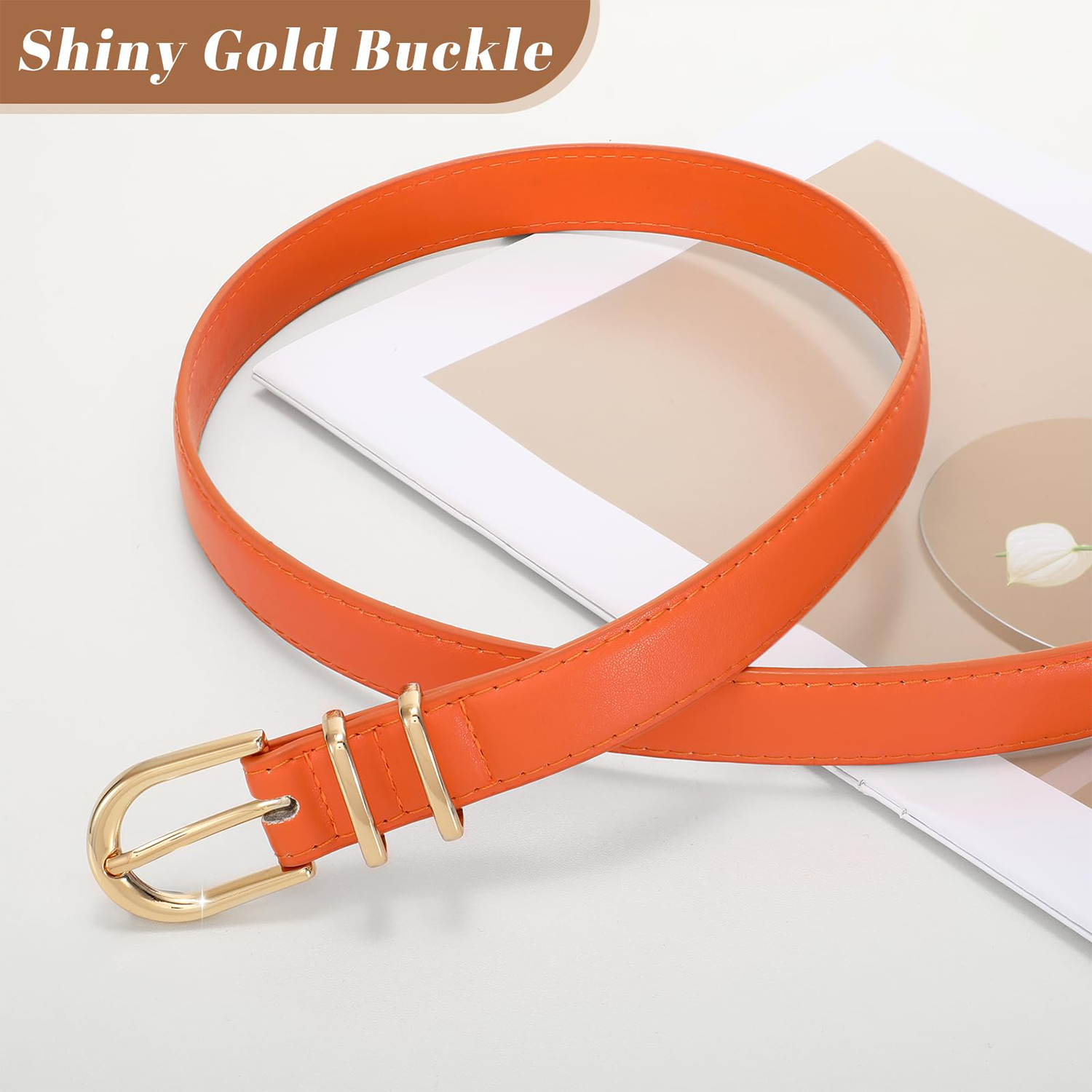 Women Skinny Vegan Leather Belt for Jeans