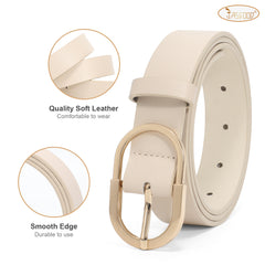 JASGOOD Women’s Leather Belts for Jeans Pants Plus Size Fashion Ladies Belt with Gold Buckle