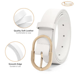 JASGOOD Women’s Leather Belts for Jeans Pants Plus Size Fashion Ladies Belt with Gold Buckle