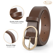 JASGOOD Women’s Leather Belts for Jeans Pants Plus Size Fashion Ladies Belt with Gold Buckle