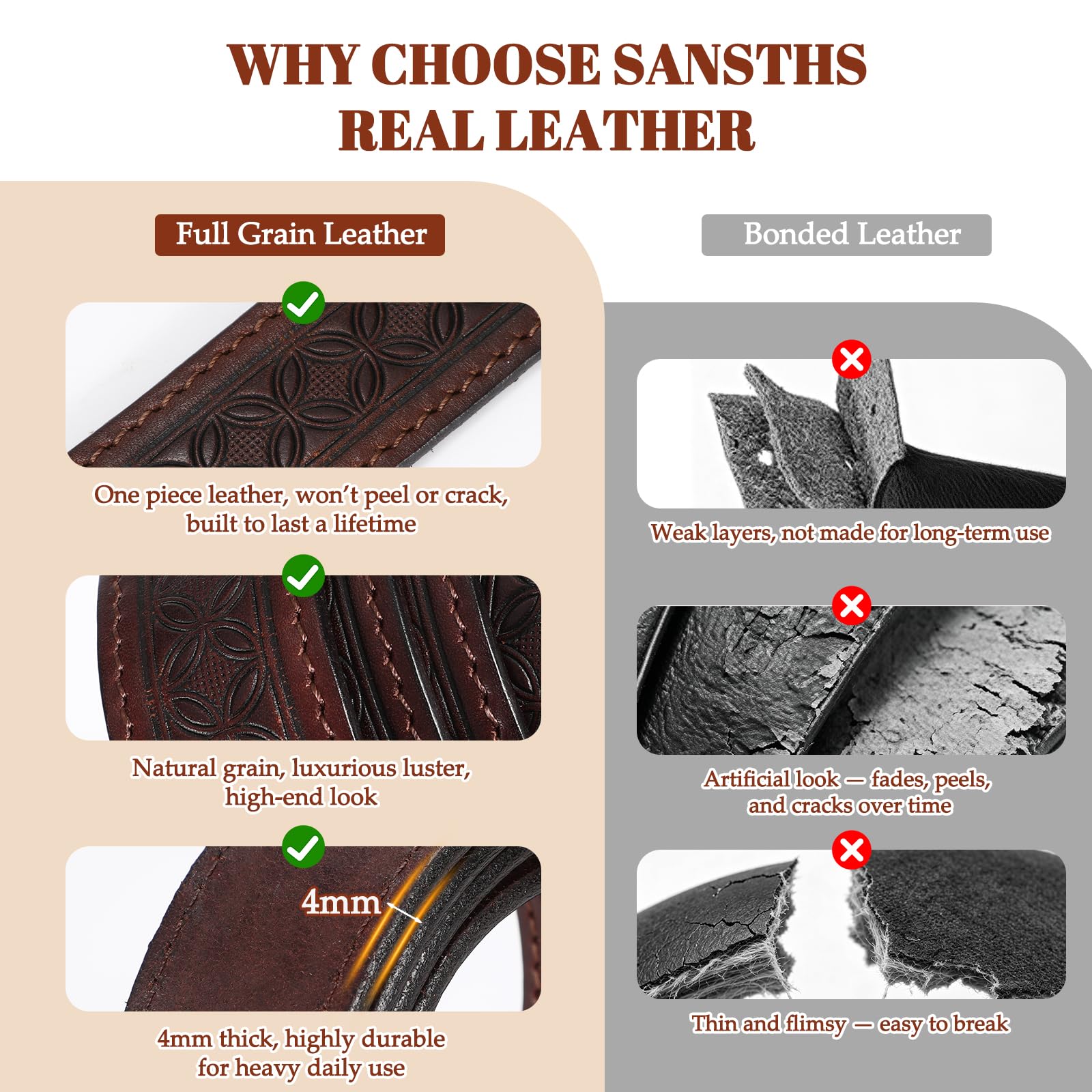 Women Full Grain Leather Belt for Jeans