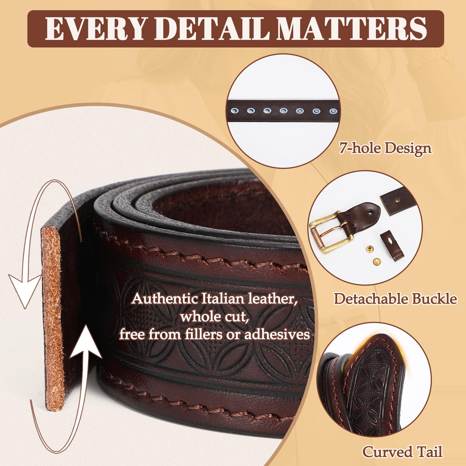 Women Full Grain Leather Belt for Jeans