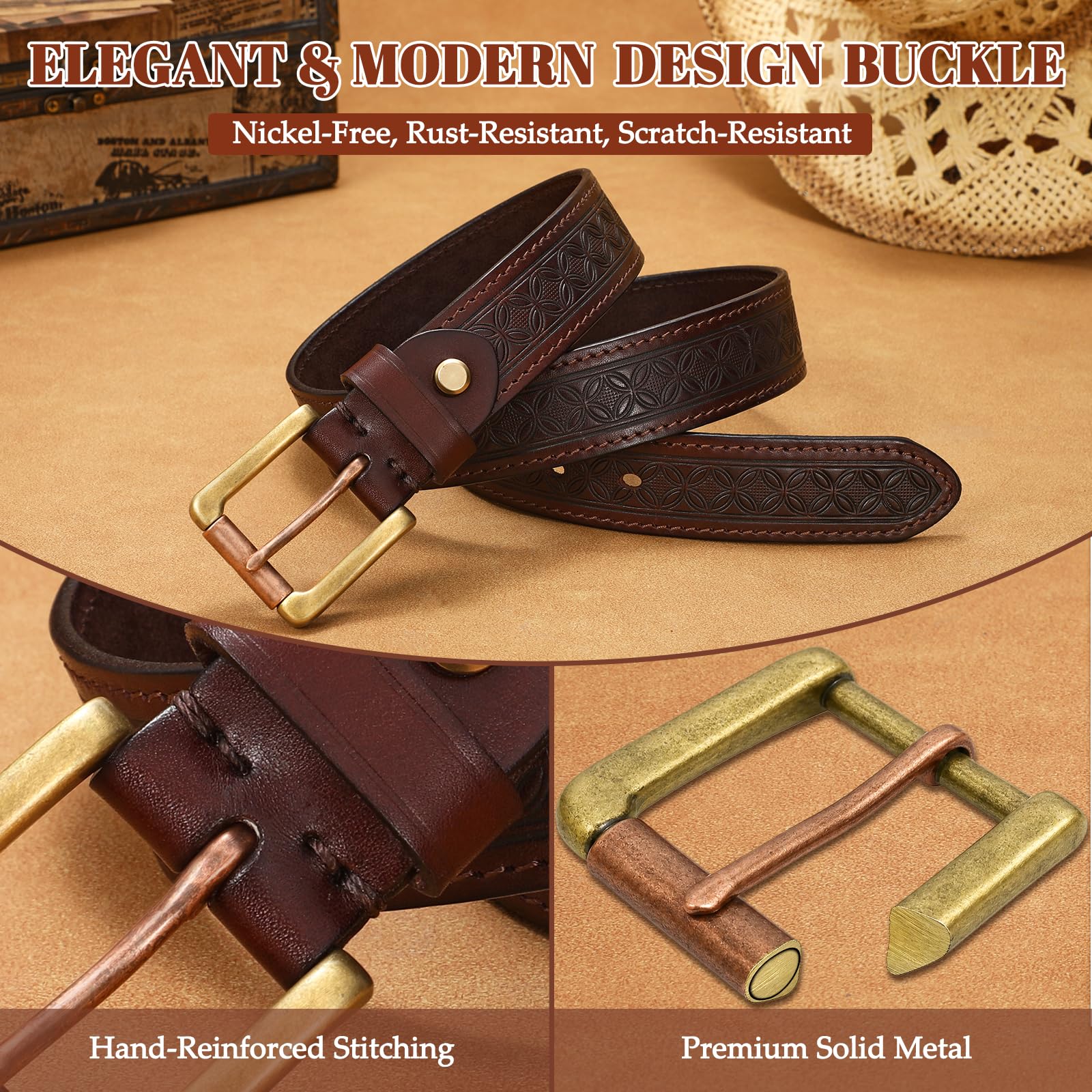 Women Full Grain Leather Belt for Jeans