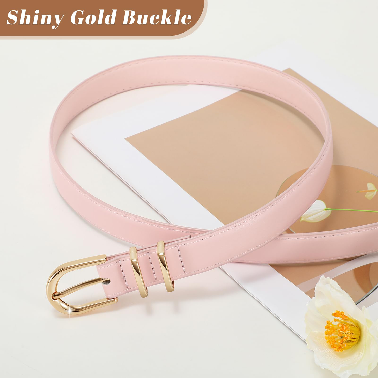 Women Skinny Vegan Leather Belt for Jeans