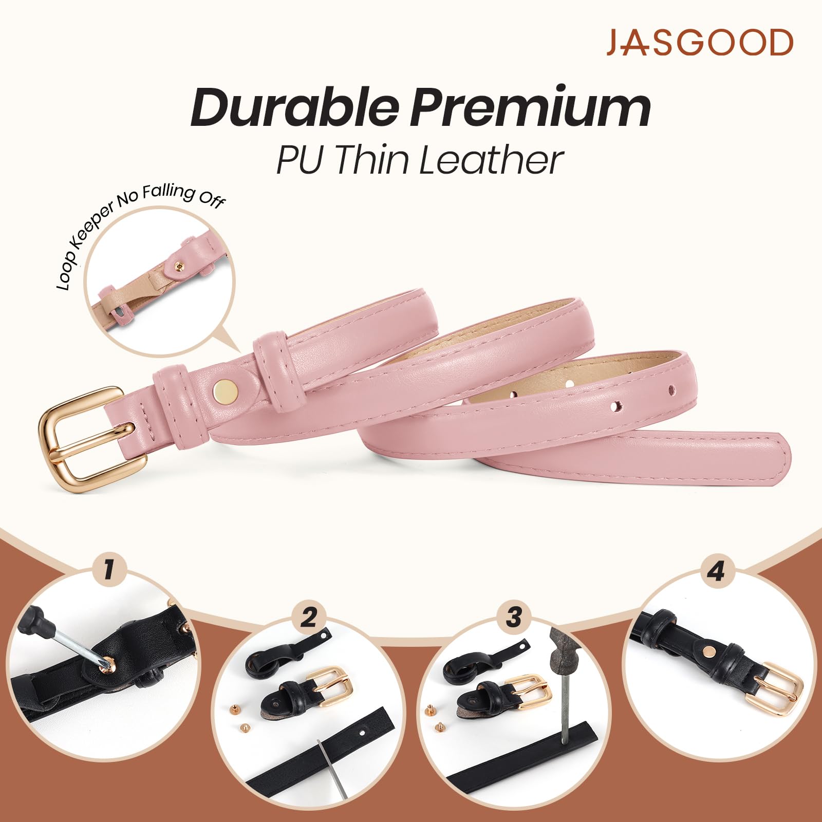 21 Colors Ladies Belt with Gold Buckle