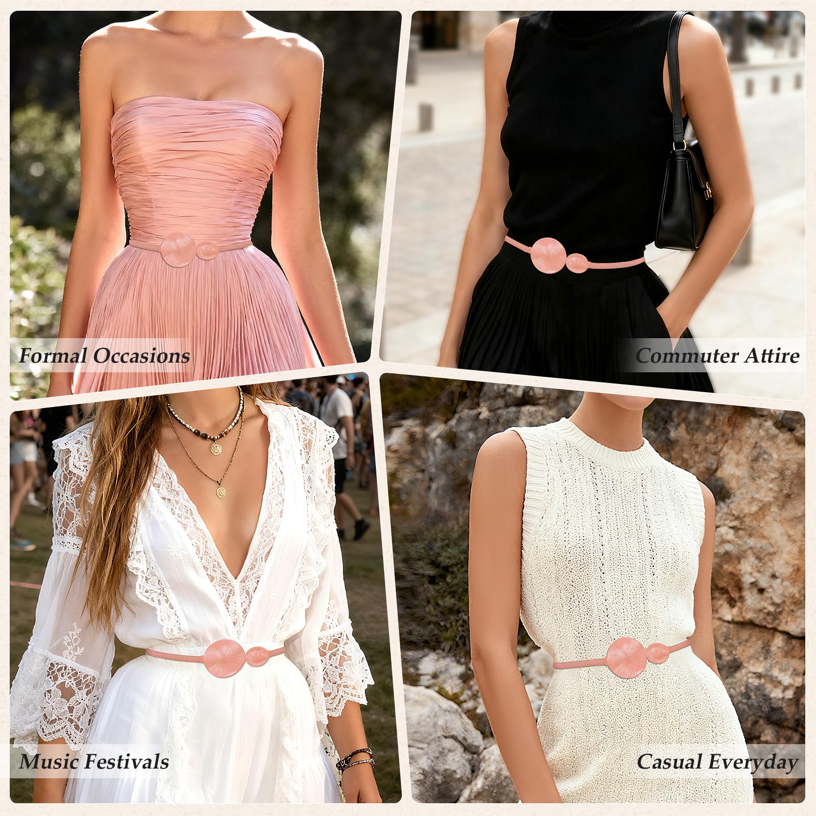Skinny Stretch Thin Chain Belt For Dress