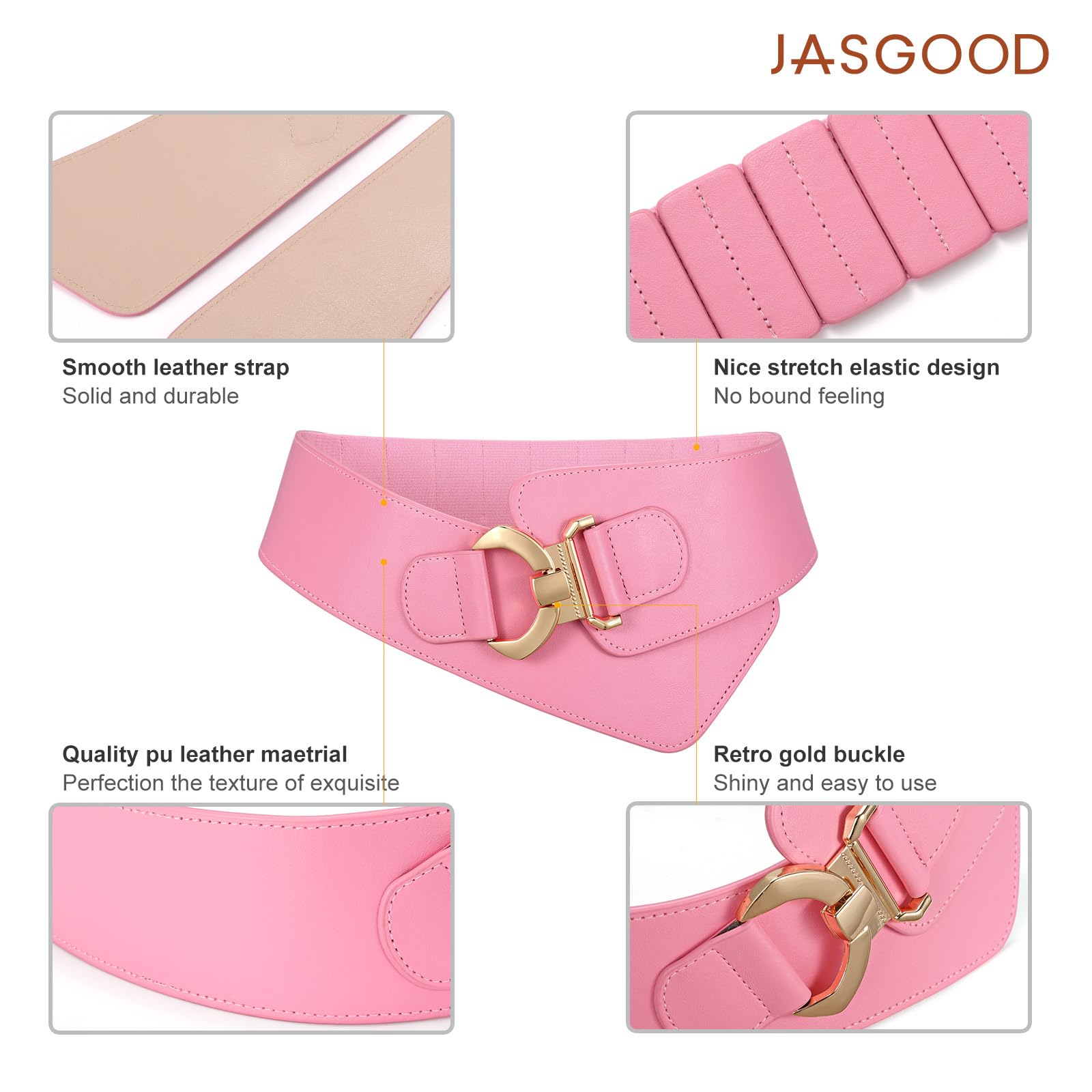 Gold Interlock Buckle Elastic Wide Belt