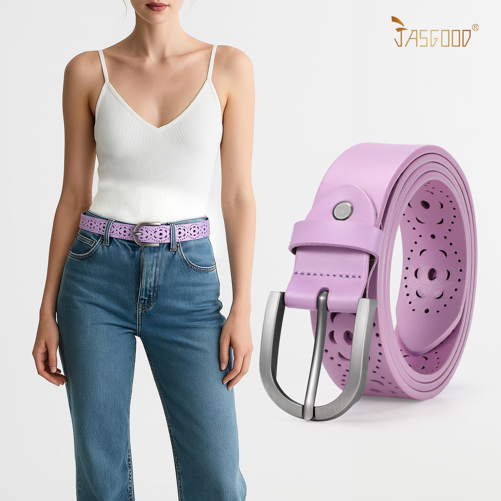 Hollow Genuine Leather Belt for Women 103 - JASGOOD OFFICIAL