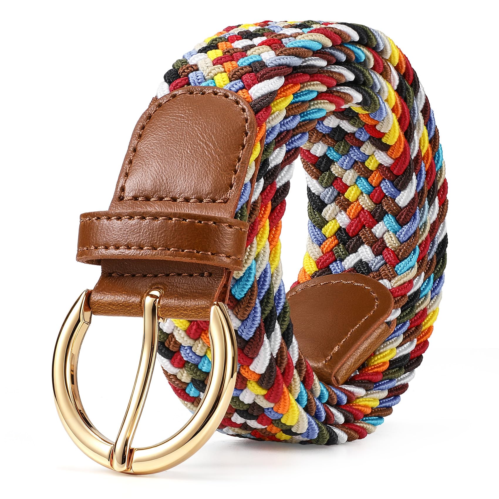 Women Men Woven Elastic Stretch Braided Waist Belt