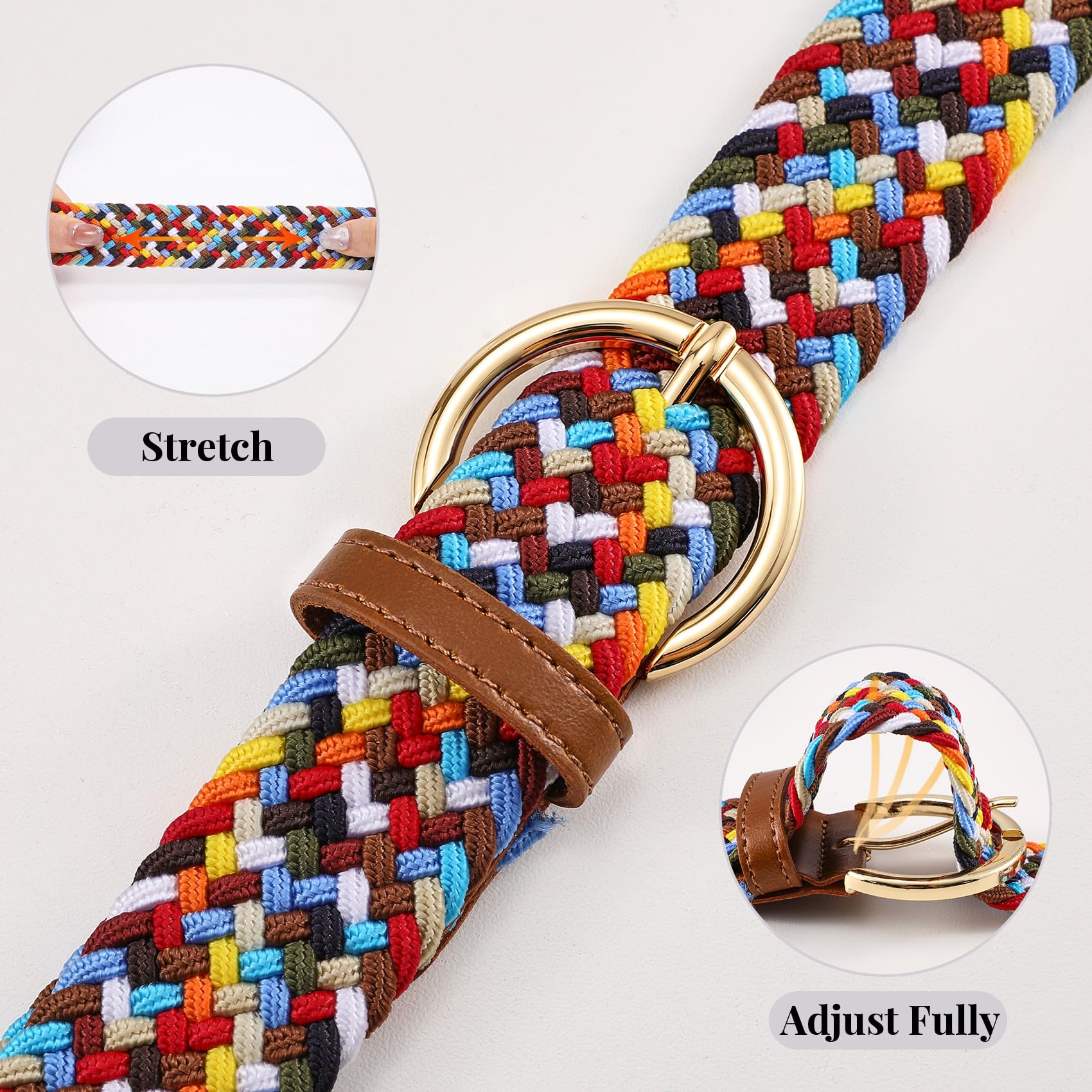 Women Men Woven Elastic Stretch Braided Waist Belt