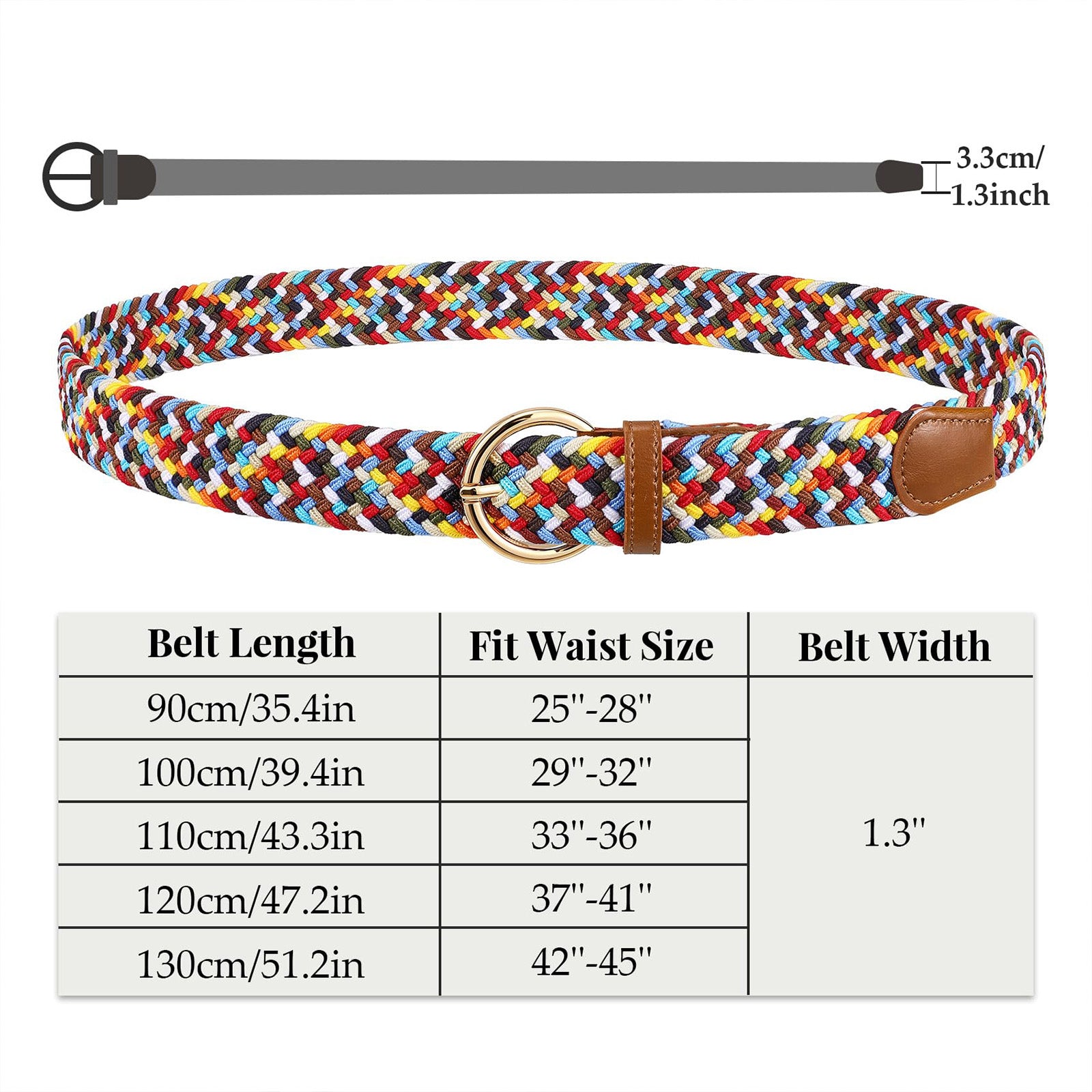 Women Men Woven Elastic Stretch Braided Waist Belt