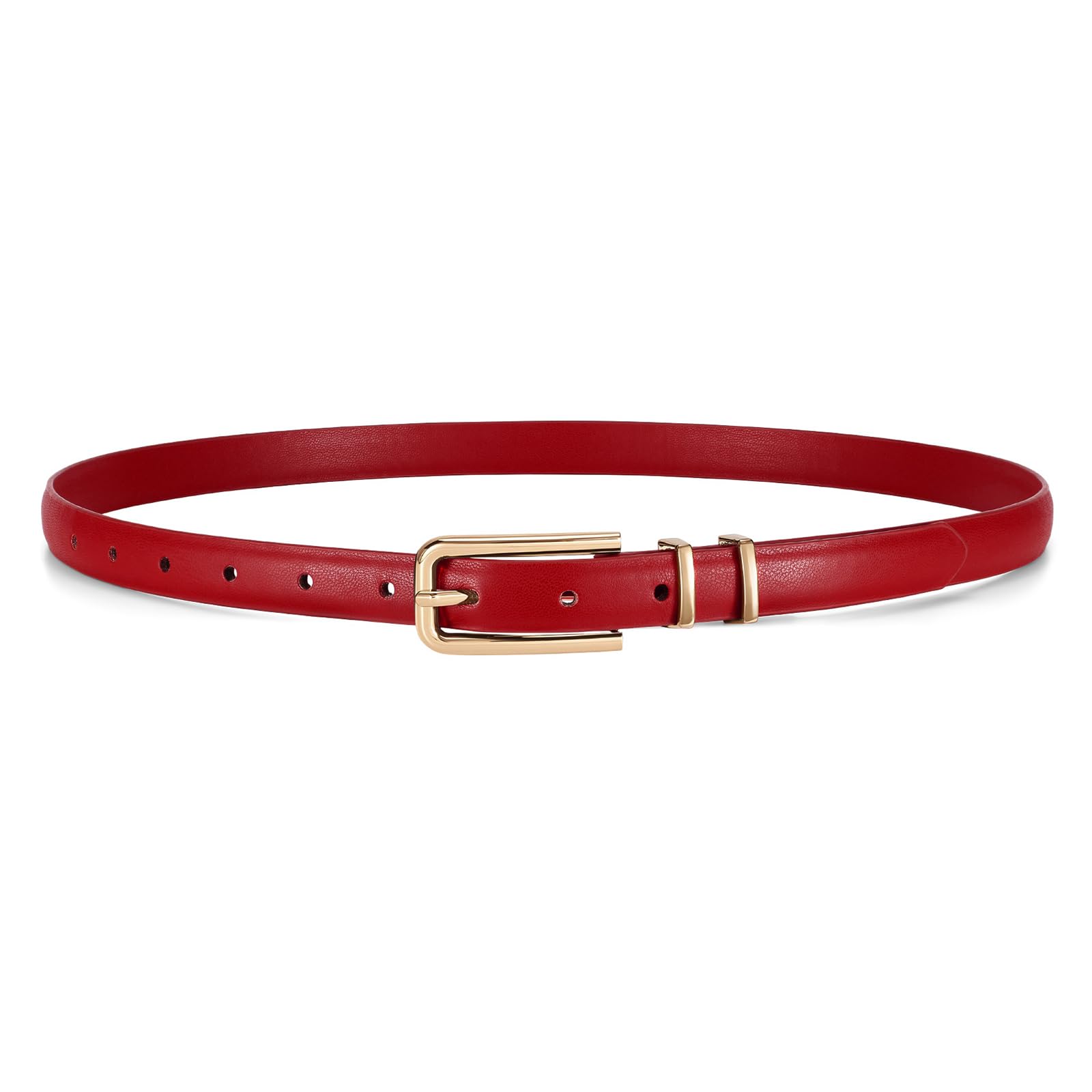 Thin Waist Belt with Square Gold Buckle