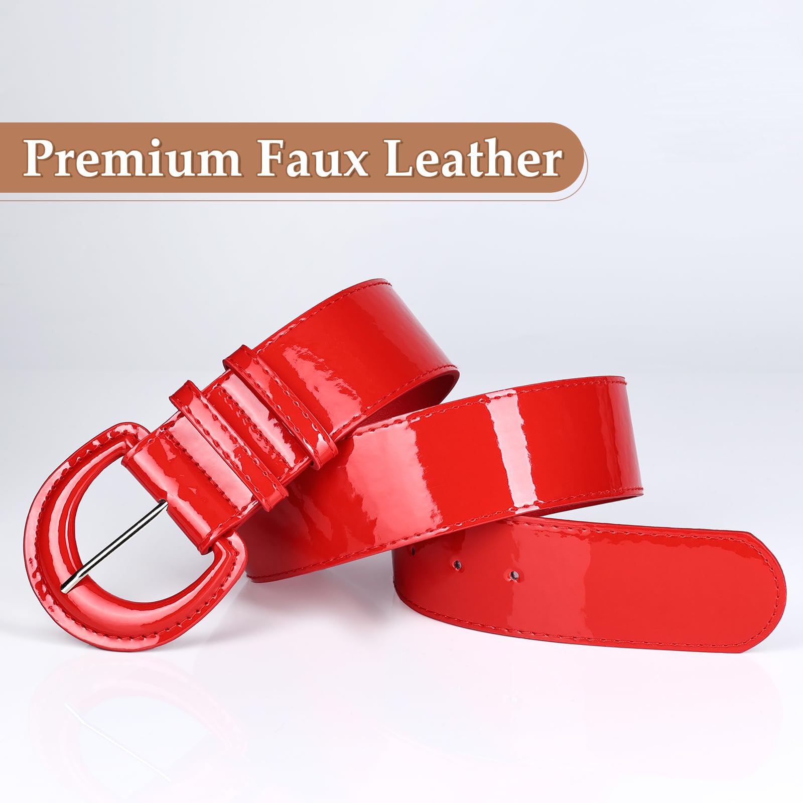 Wide Patent Leather Belt For Coat