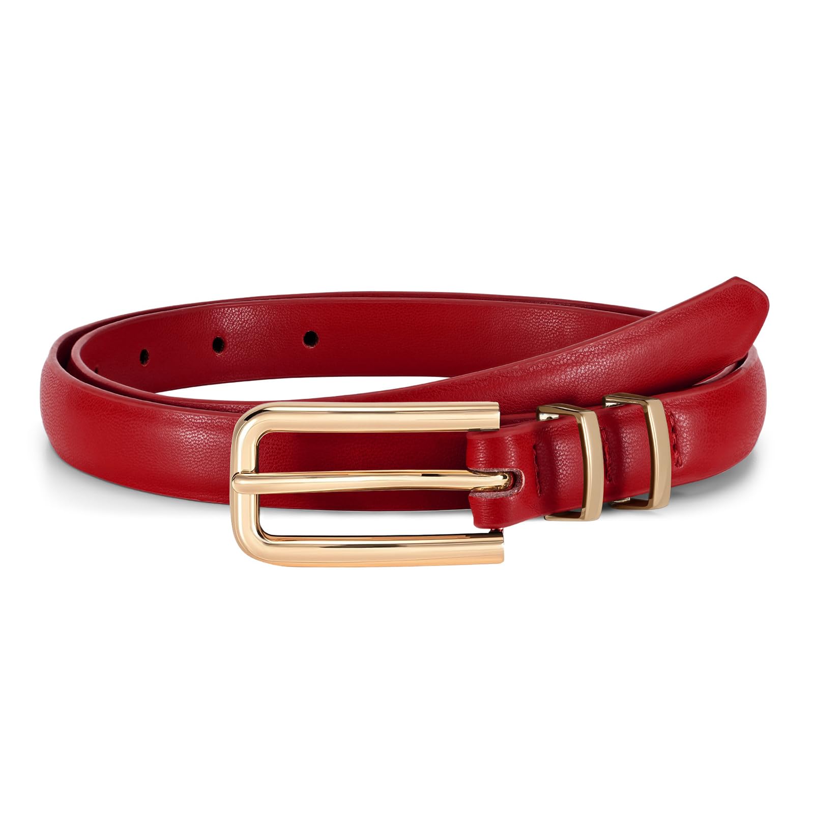 Thin Waist Belt with Square Gold Buckle
