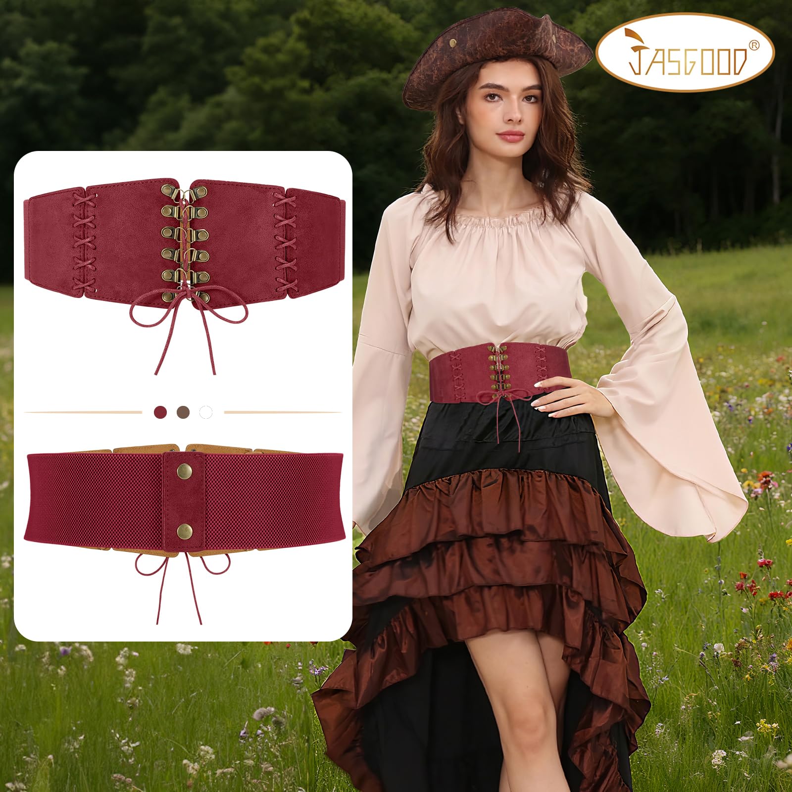 Elastic Lace-up Waspie Corset for Halloween Costume