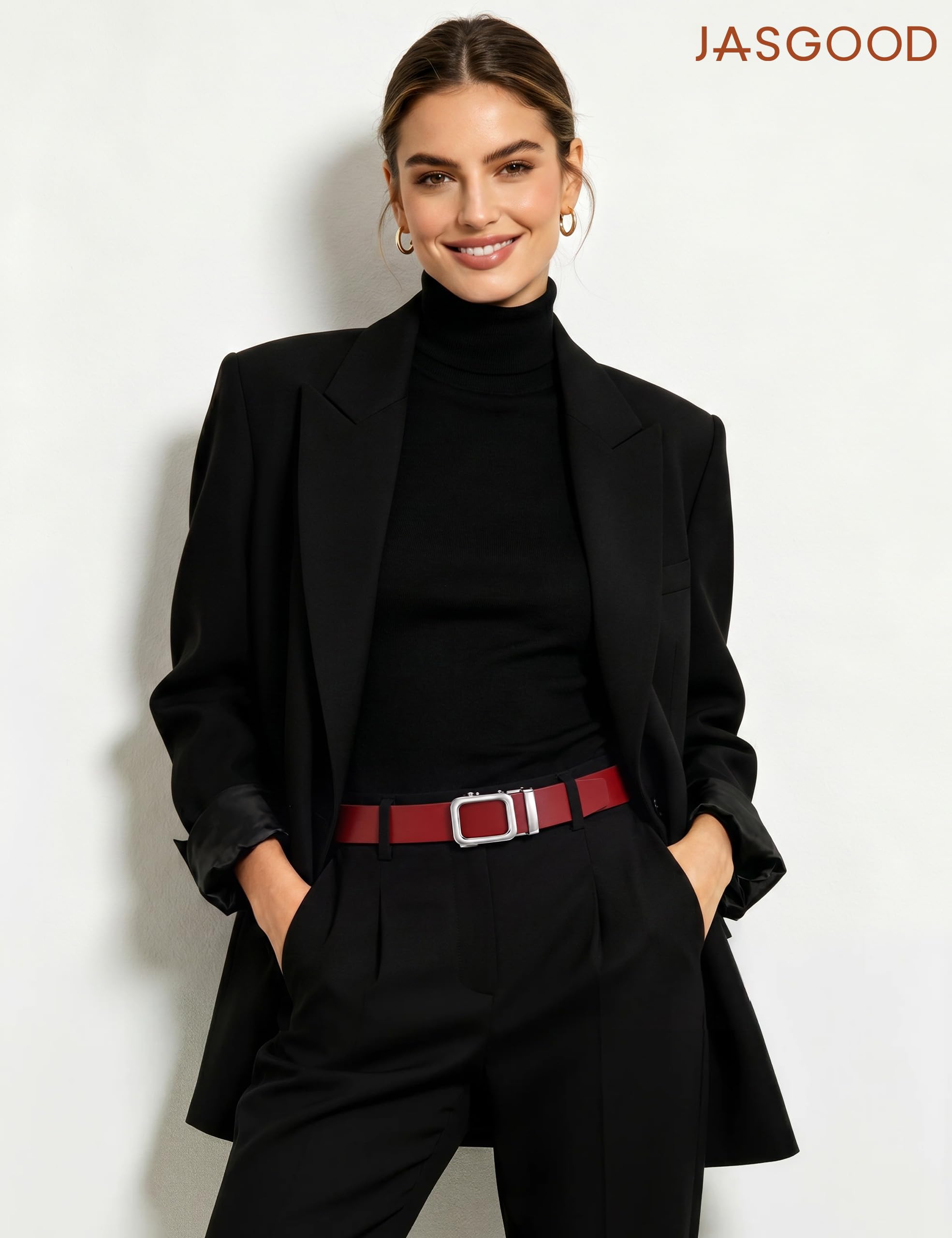 No Holes Ratchet Leather Belt for Women - JASGOOD OFFICIAL