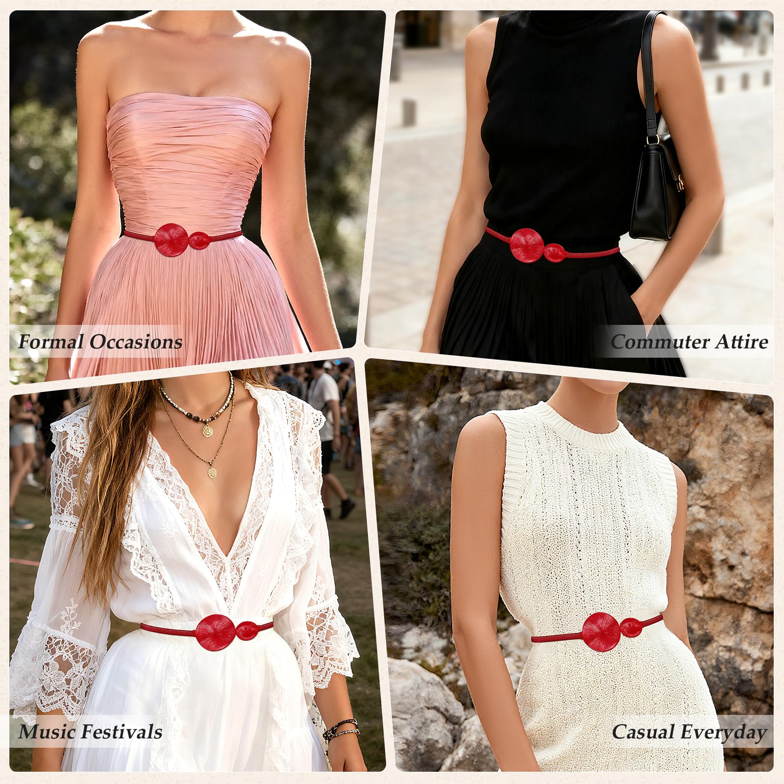 Skinny Stretch Thin Chain Belt For Dress