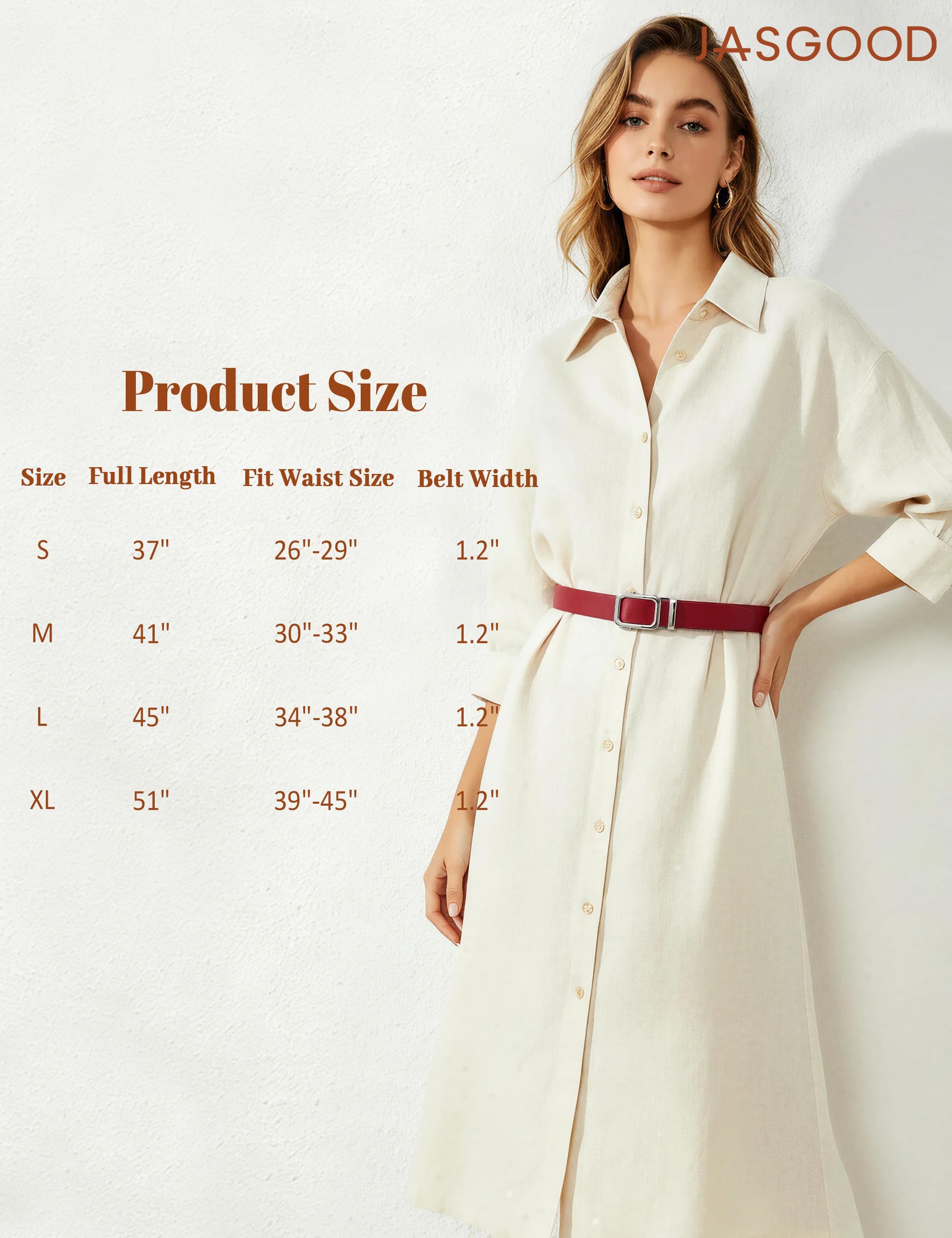 No Holes Ratchet Leather Belt for Women - JASGOOD OFFICIAL