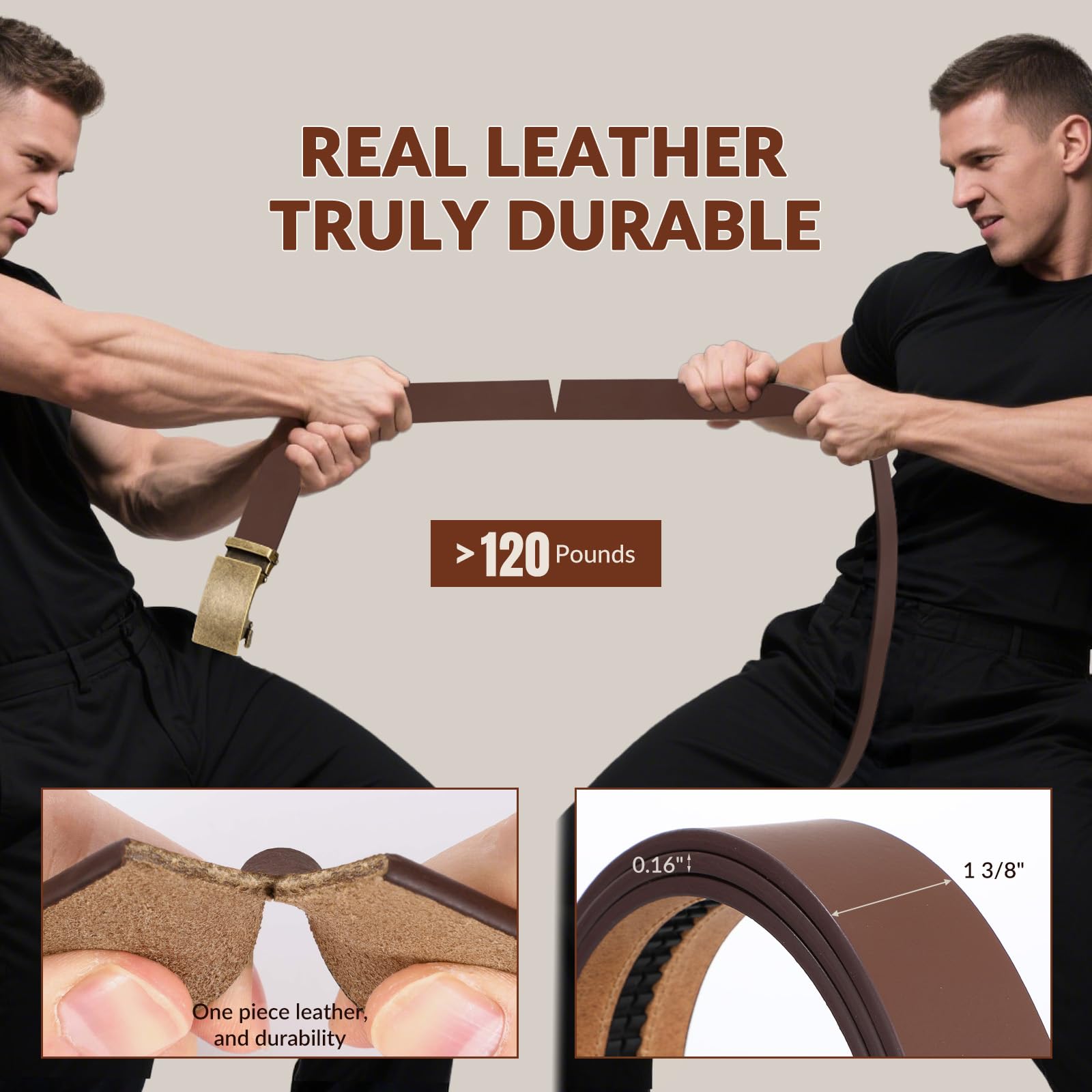 1.38" Genuine Leather Ratchet Belt Strap | NO BUCKLE - JASGOOD OFFICIAL