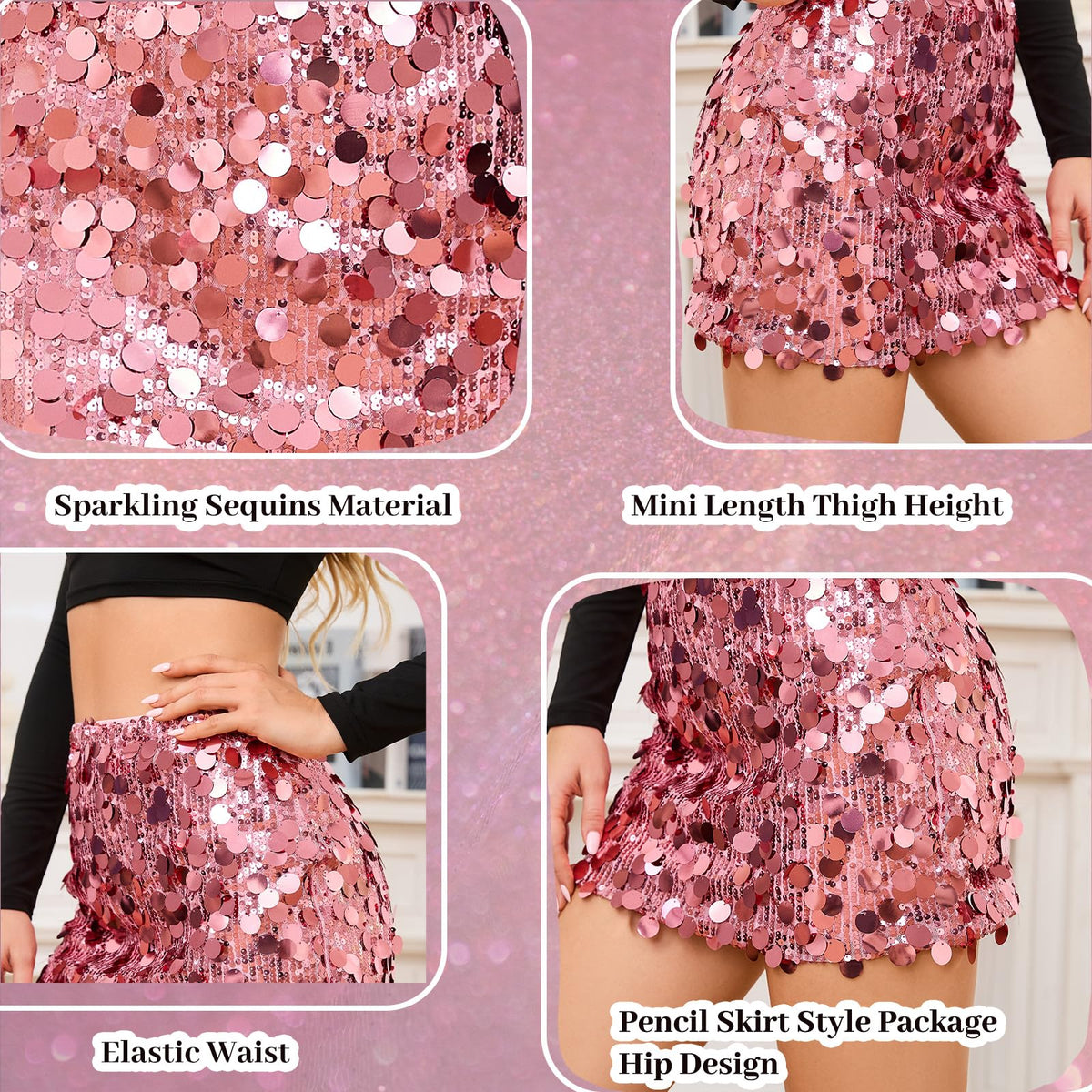 Stretchy Sequin Skirt for Women