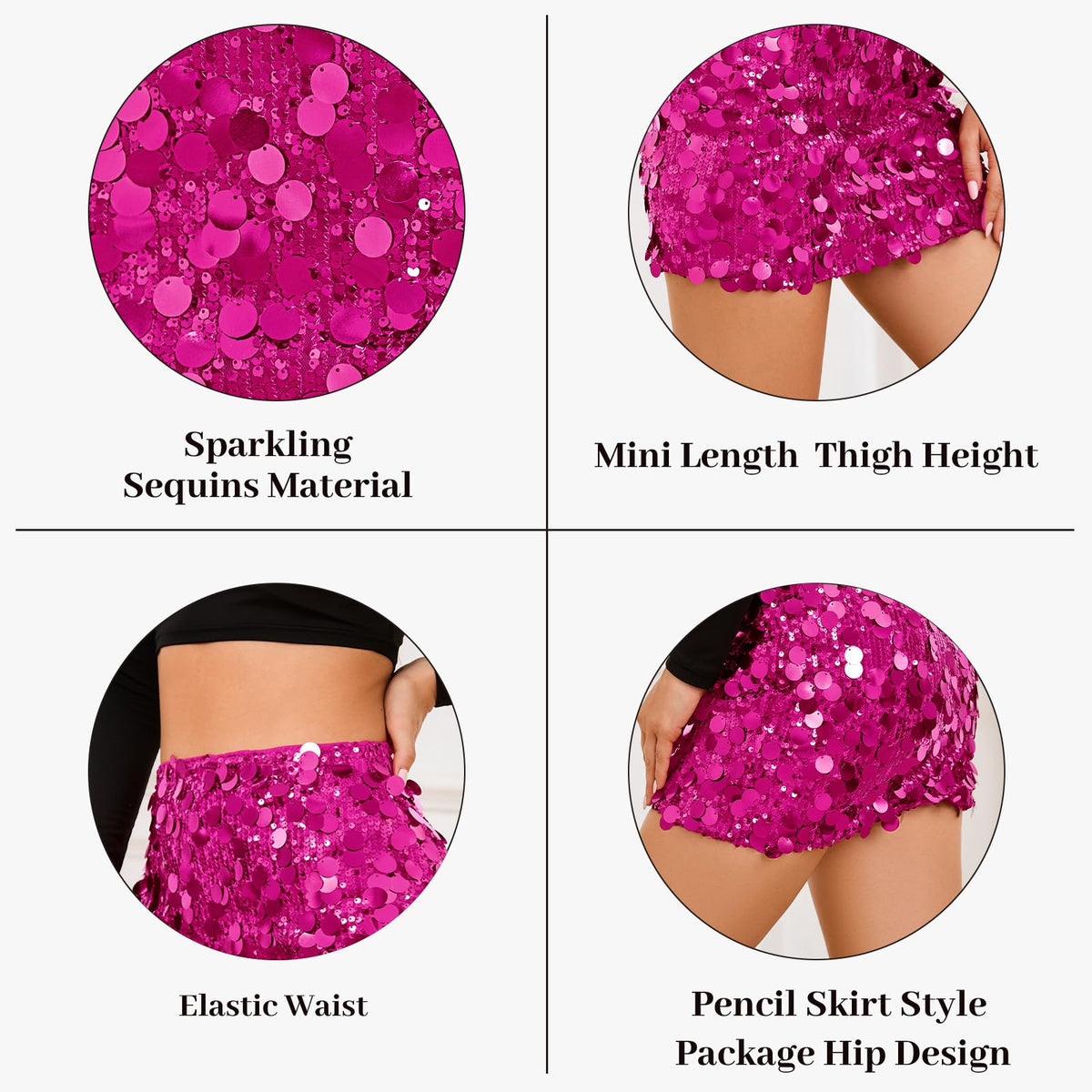 Stretchy Sequin Skirt for Women