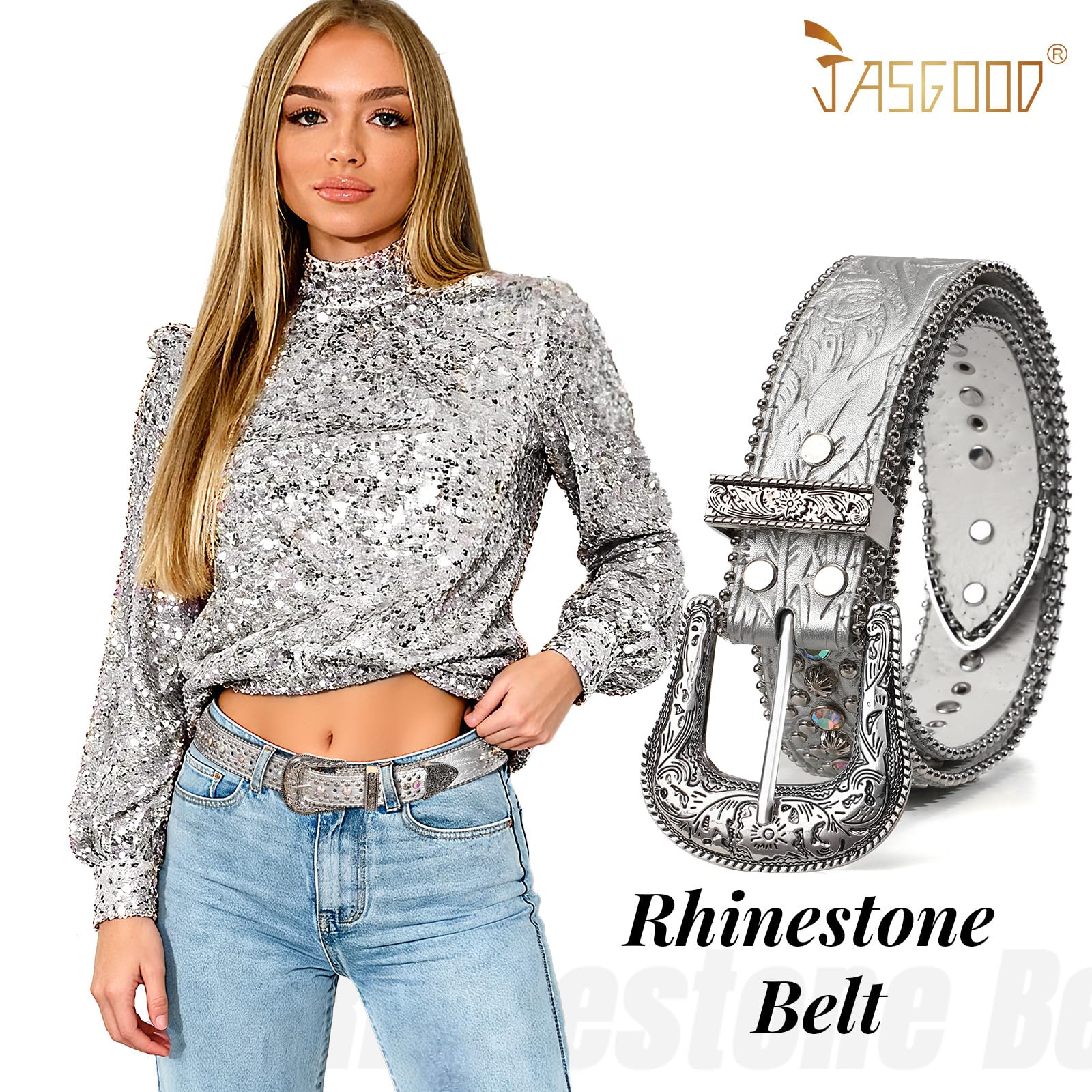 Rhinestone Belt for Women Men