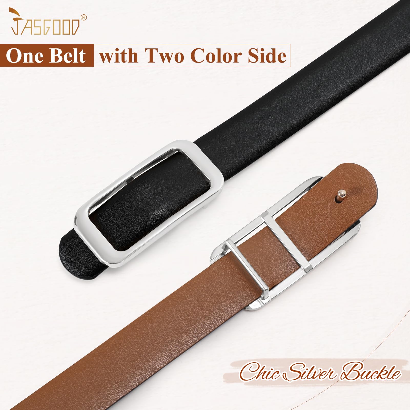 Reversible Skinny Leather Belt 0.9" - JASGOOD OFFICIAL