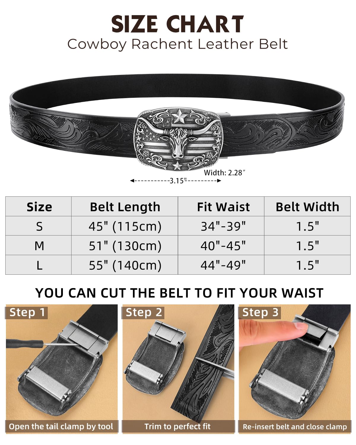 1.5" Ratchet Replacement Belt Strap (No Buckle) - JASGOOD OFFICIAL