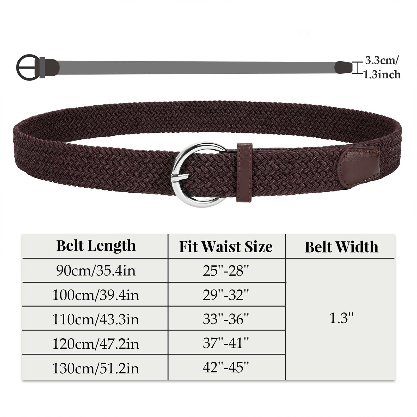 Women Men Woven Elastic Stretch Braided Waist Belt