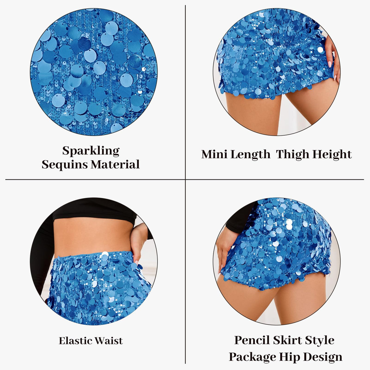 Stretchy Sequin Skirt for Women