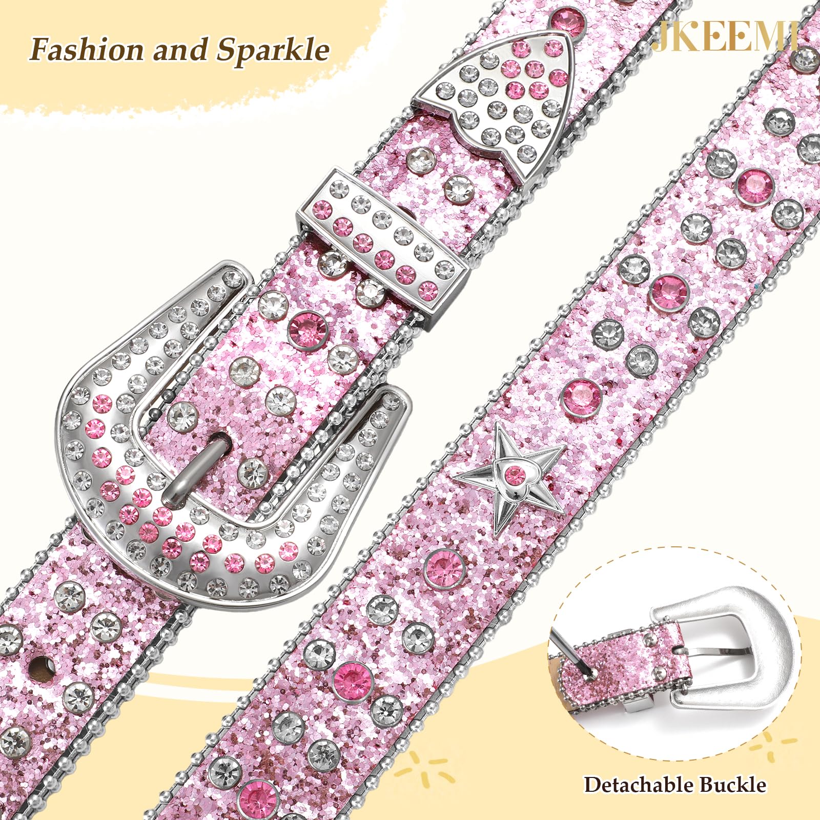 Teens Diamond Studded Bling Western Rhinestone Leather Belt