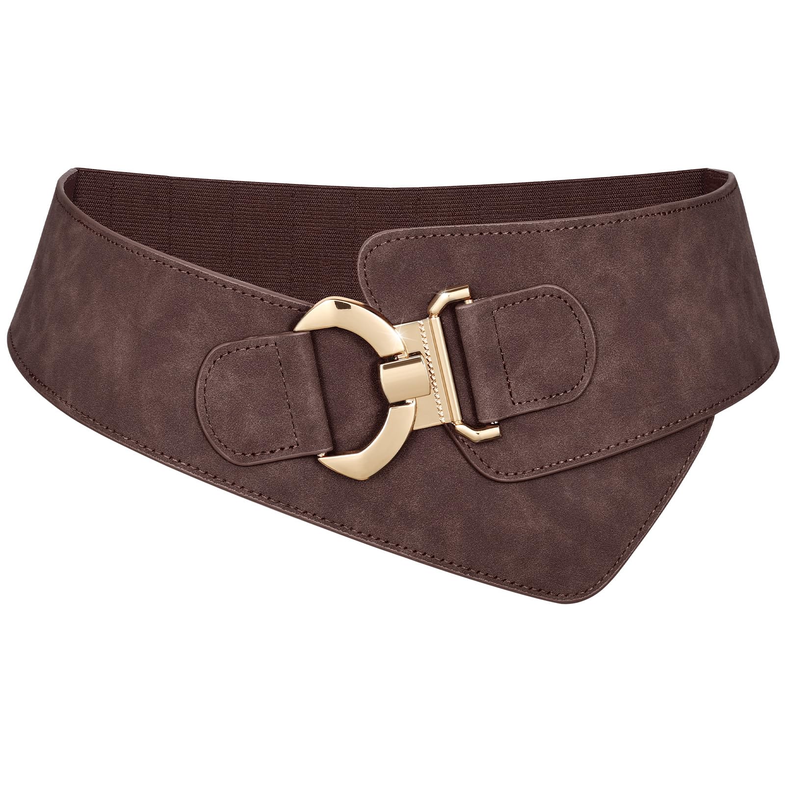 Gold Interlock Buckle Elastic Wide Belt