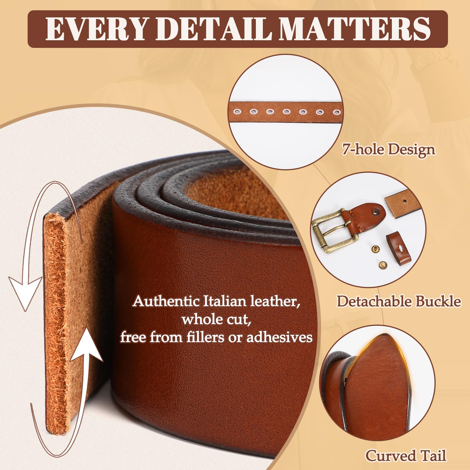 Women Full Grain Leather Belt for Jeans
