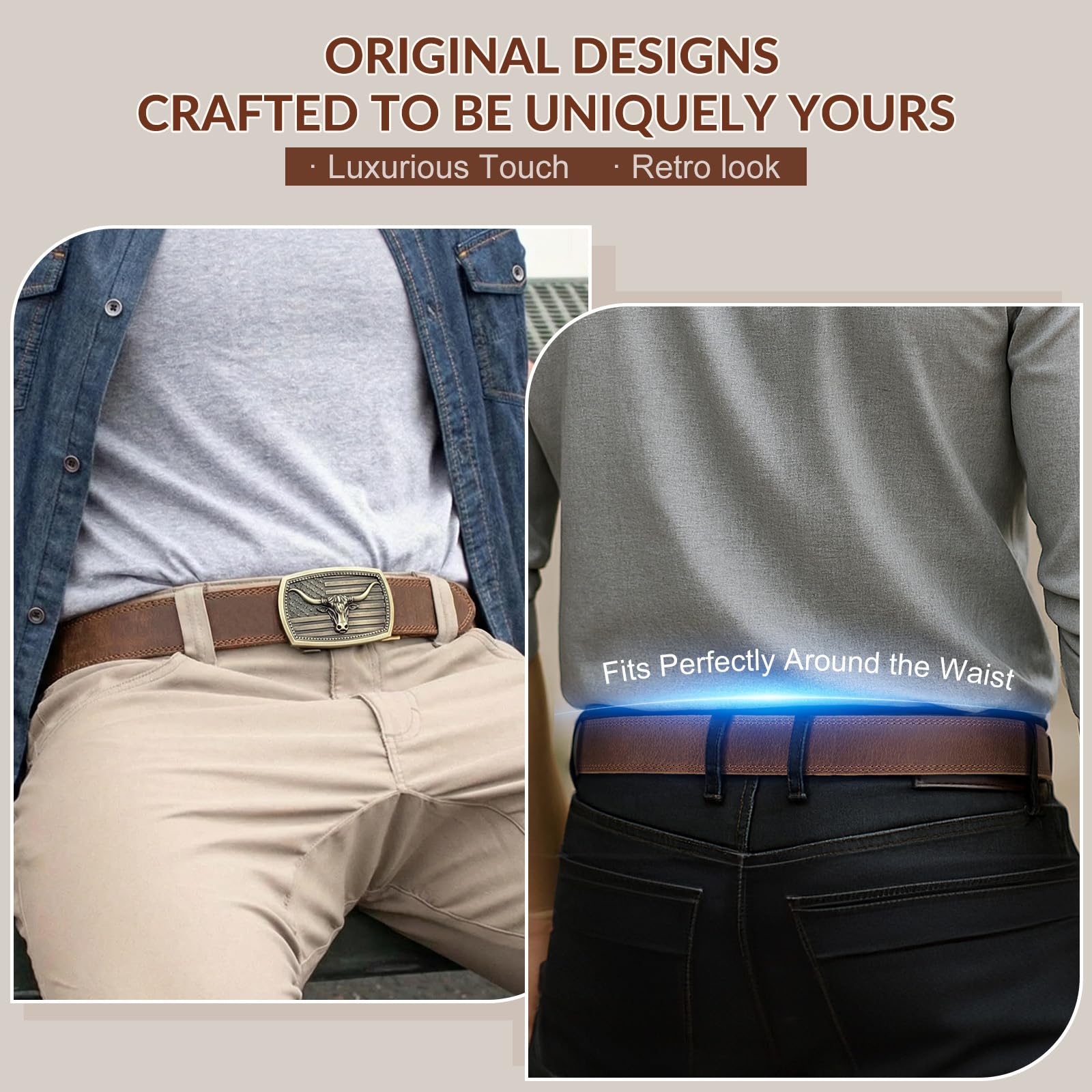 1.38" Genuine Leather Ratchet Belt Strap | NO BUCKLE - JASGOOD OFFICIAL