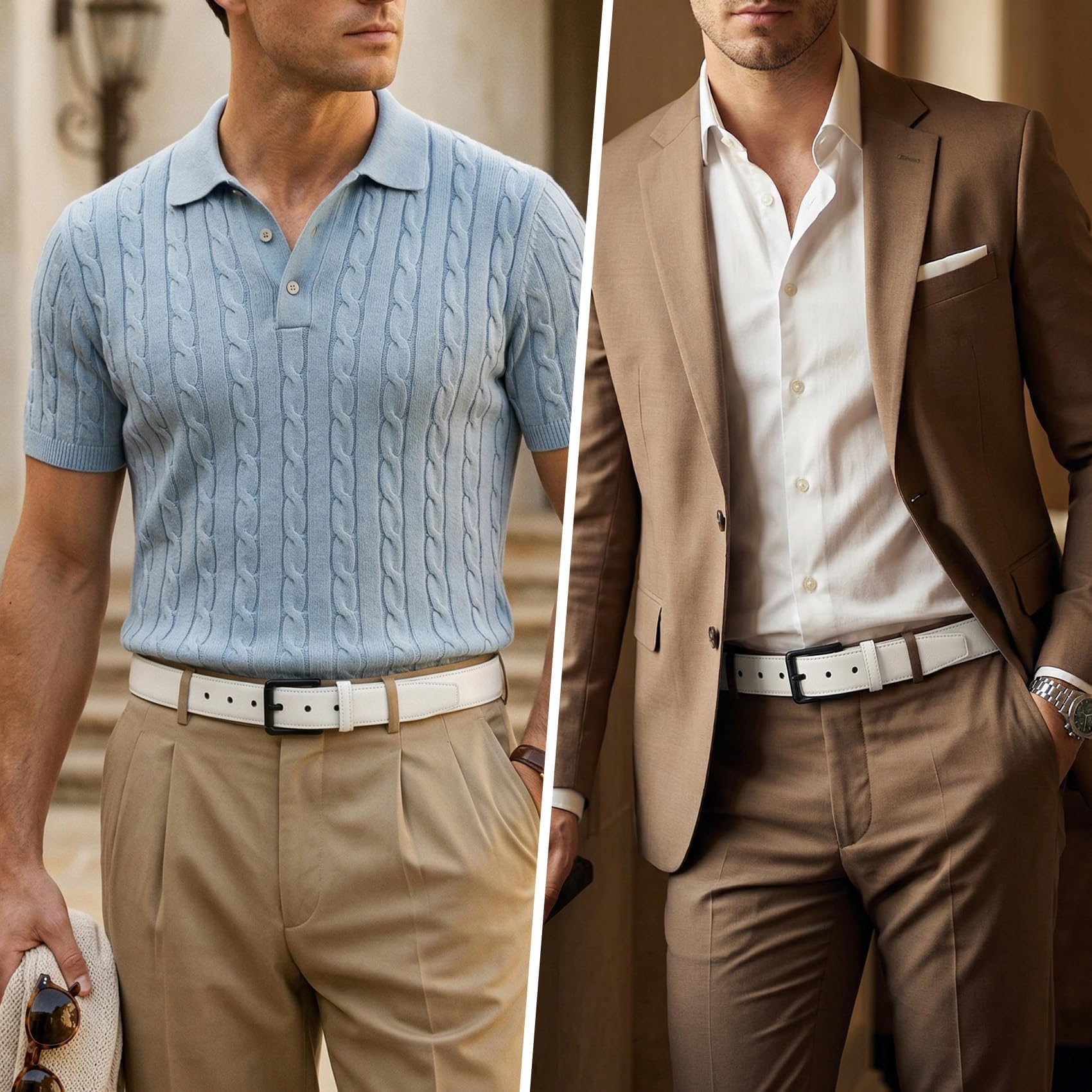 Nickel Free TSA Approved Leather Belt For Men