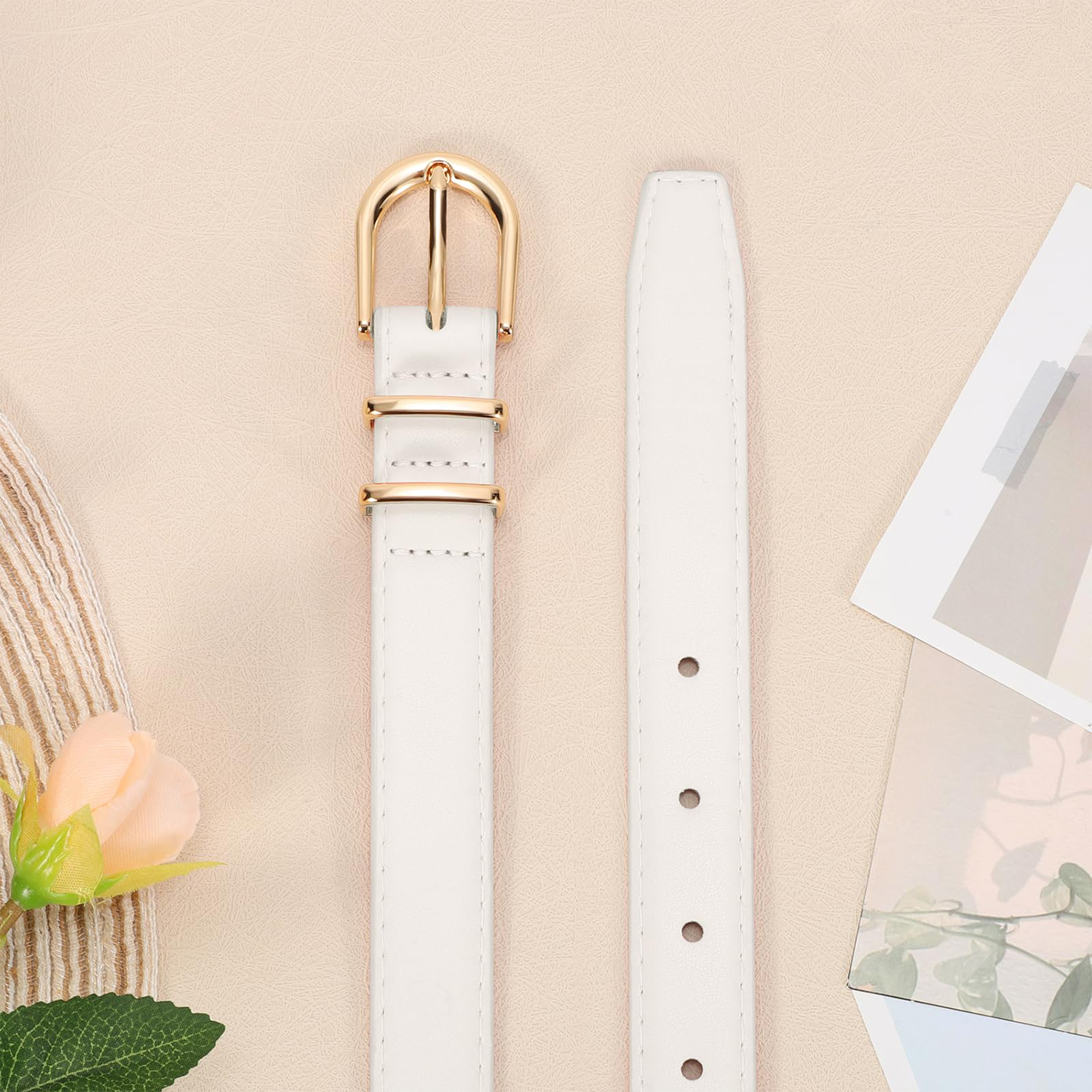 Women Skinny Vegan Leather Belt for Jeans