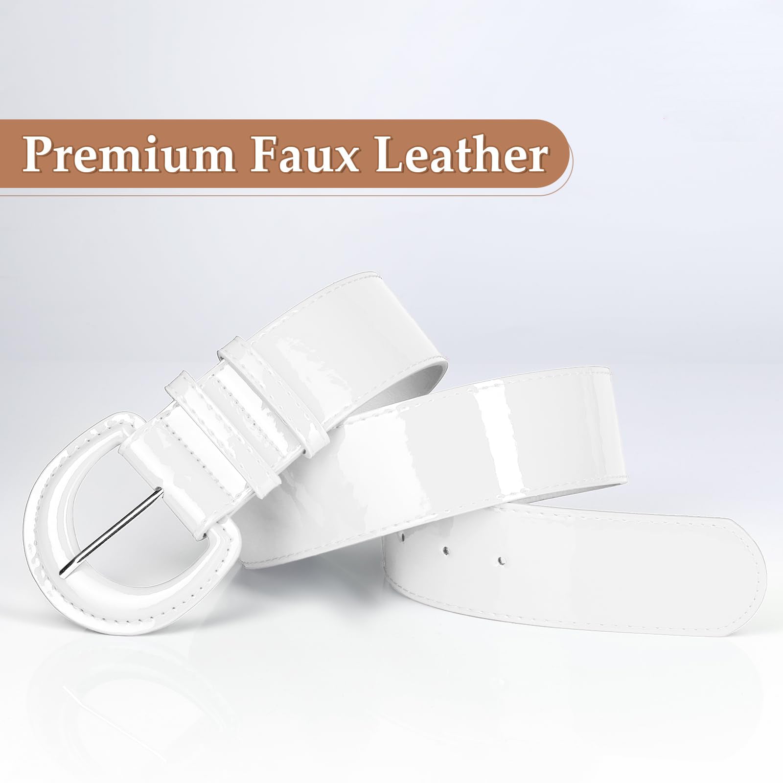 Wide Patent Leather Belt For Coat