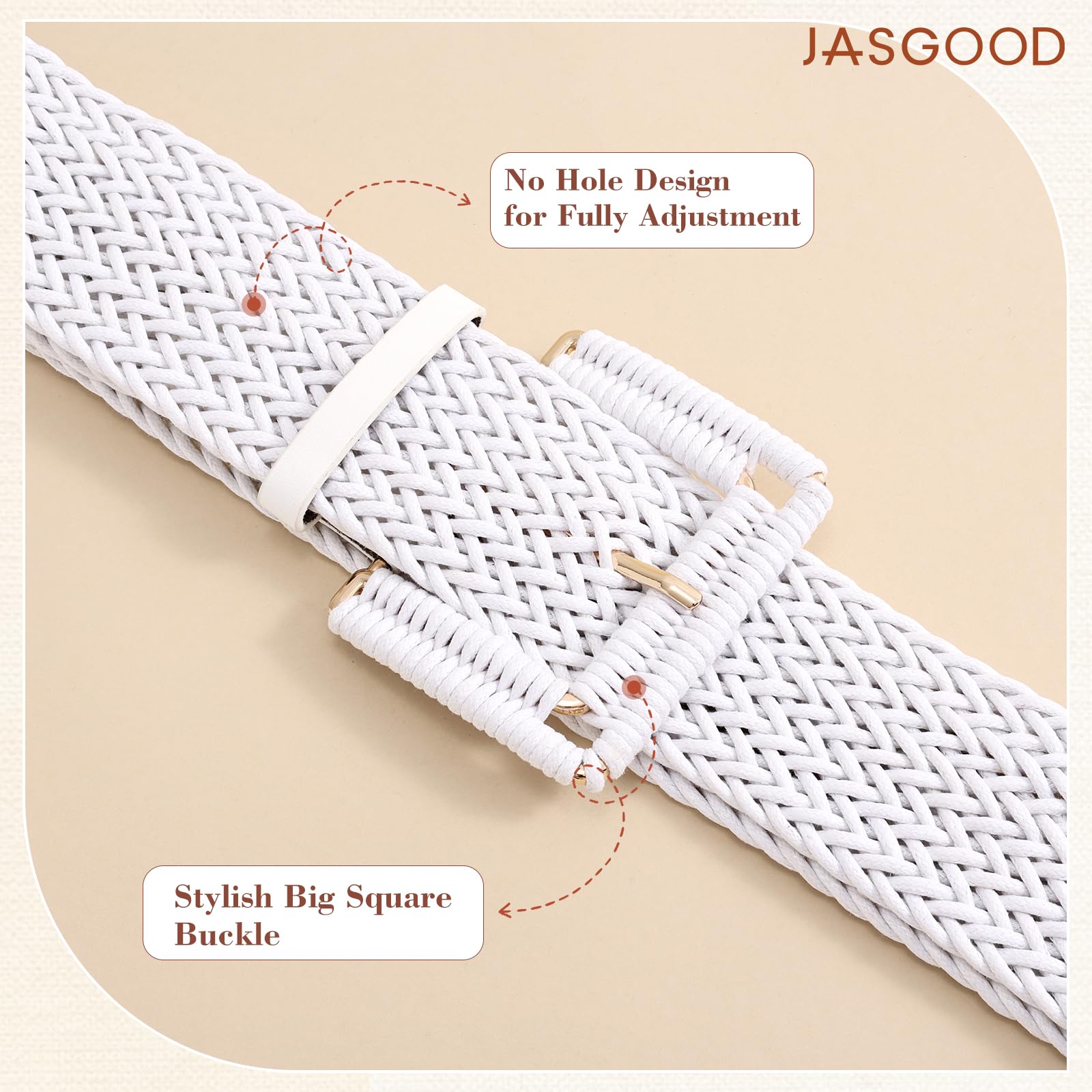 Rattan Waist Belt with Square Buckle