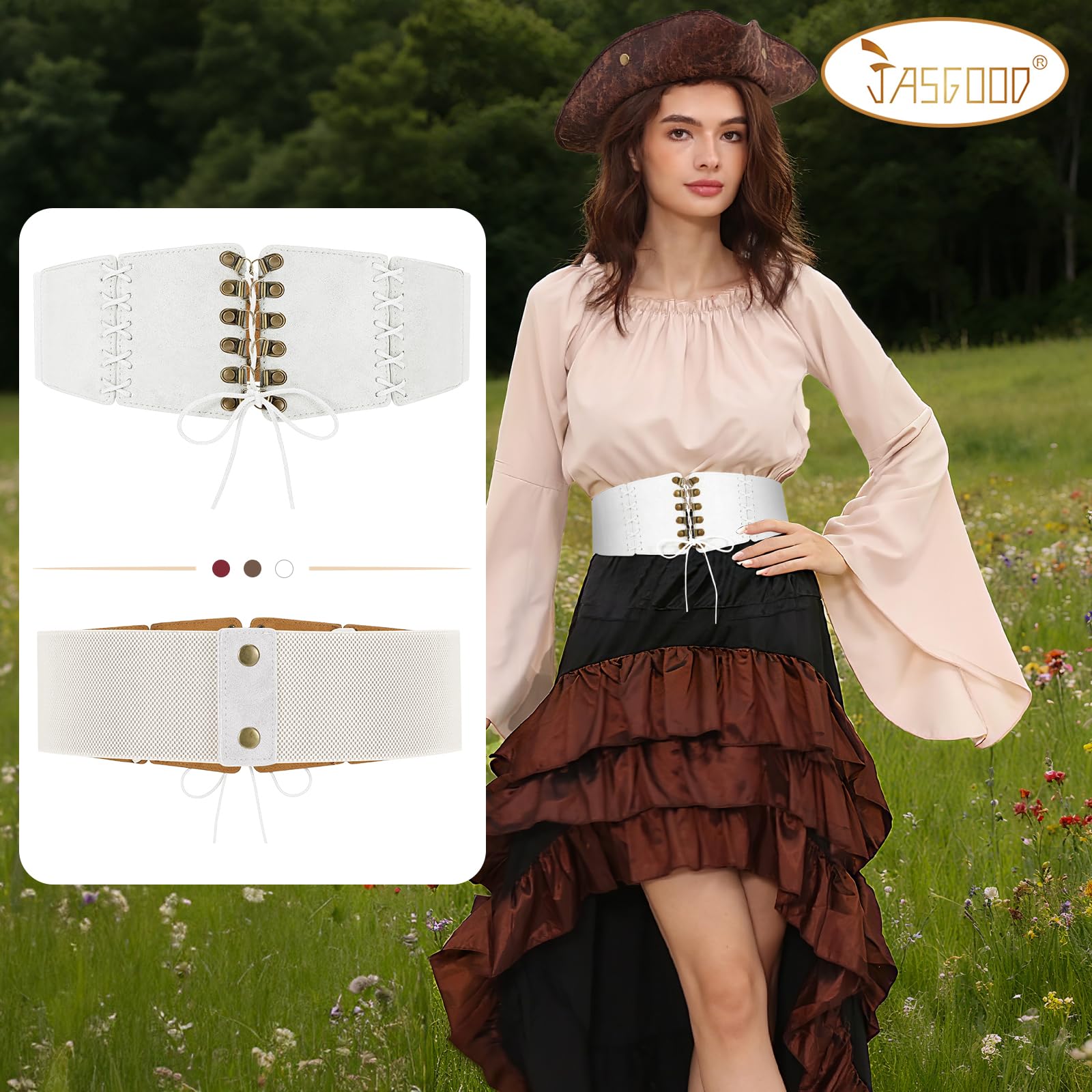 Elastic Lace-up Waspie Corset for Halloween Costume
