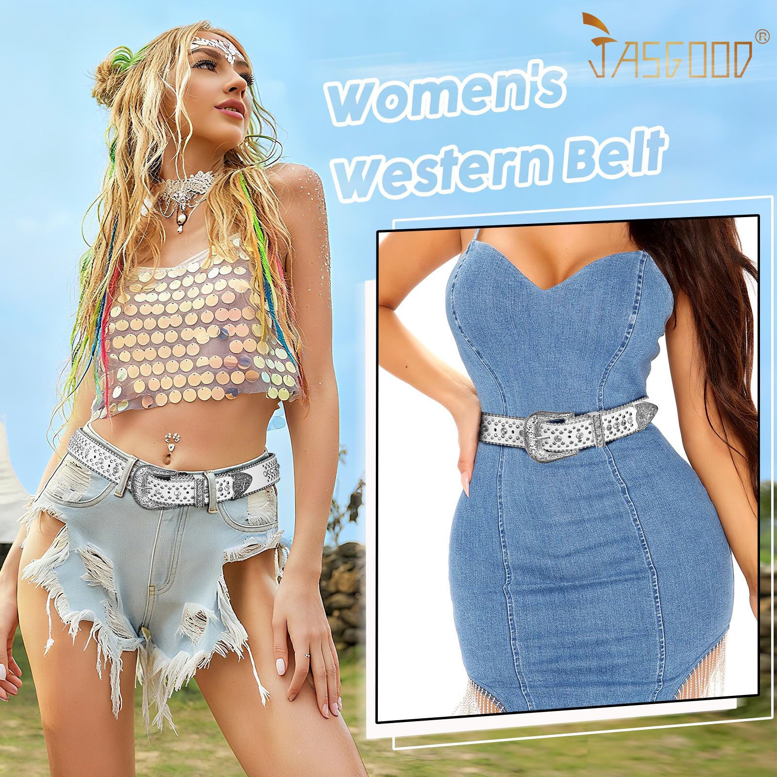 Rhinestone Belt for Women Men