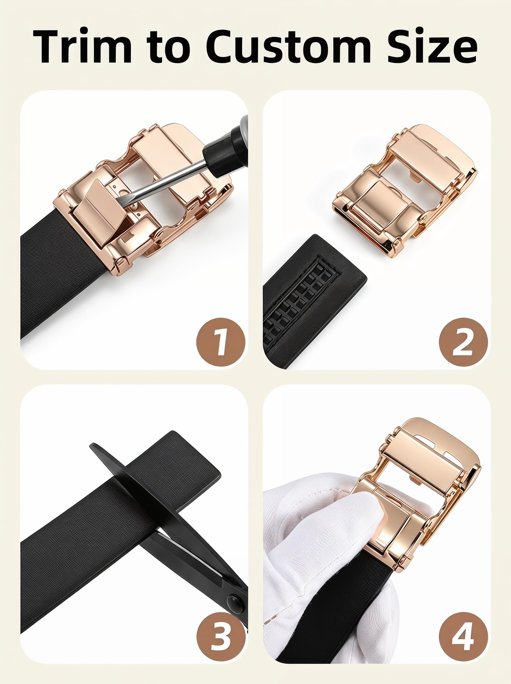No Holes Ratchet Leather Belt for Women - JASGOOD OFFICIAL