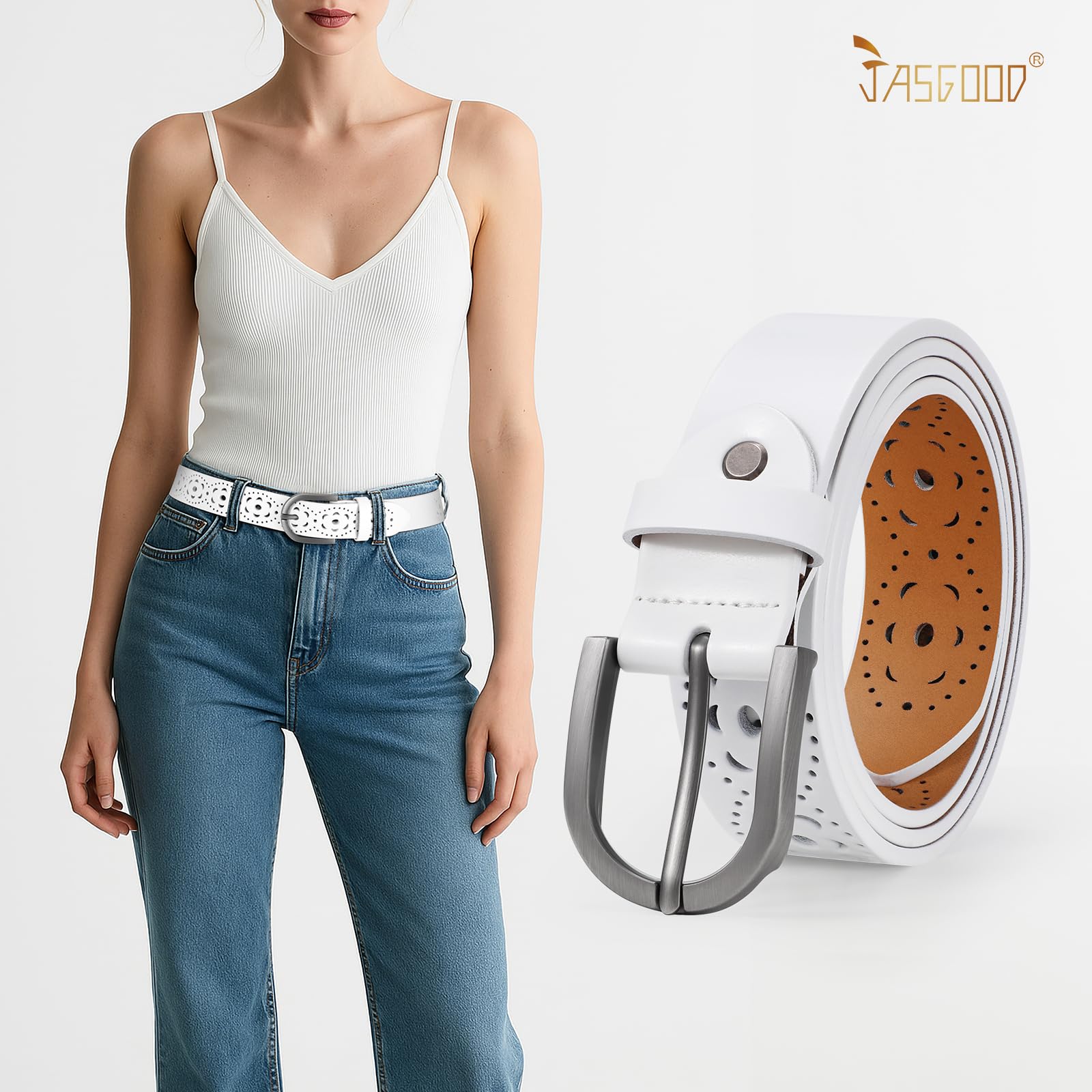 Hollow Genuine Leather Belt for Women 103 - JASGOOD OFFICIAL