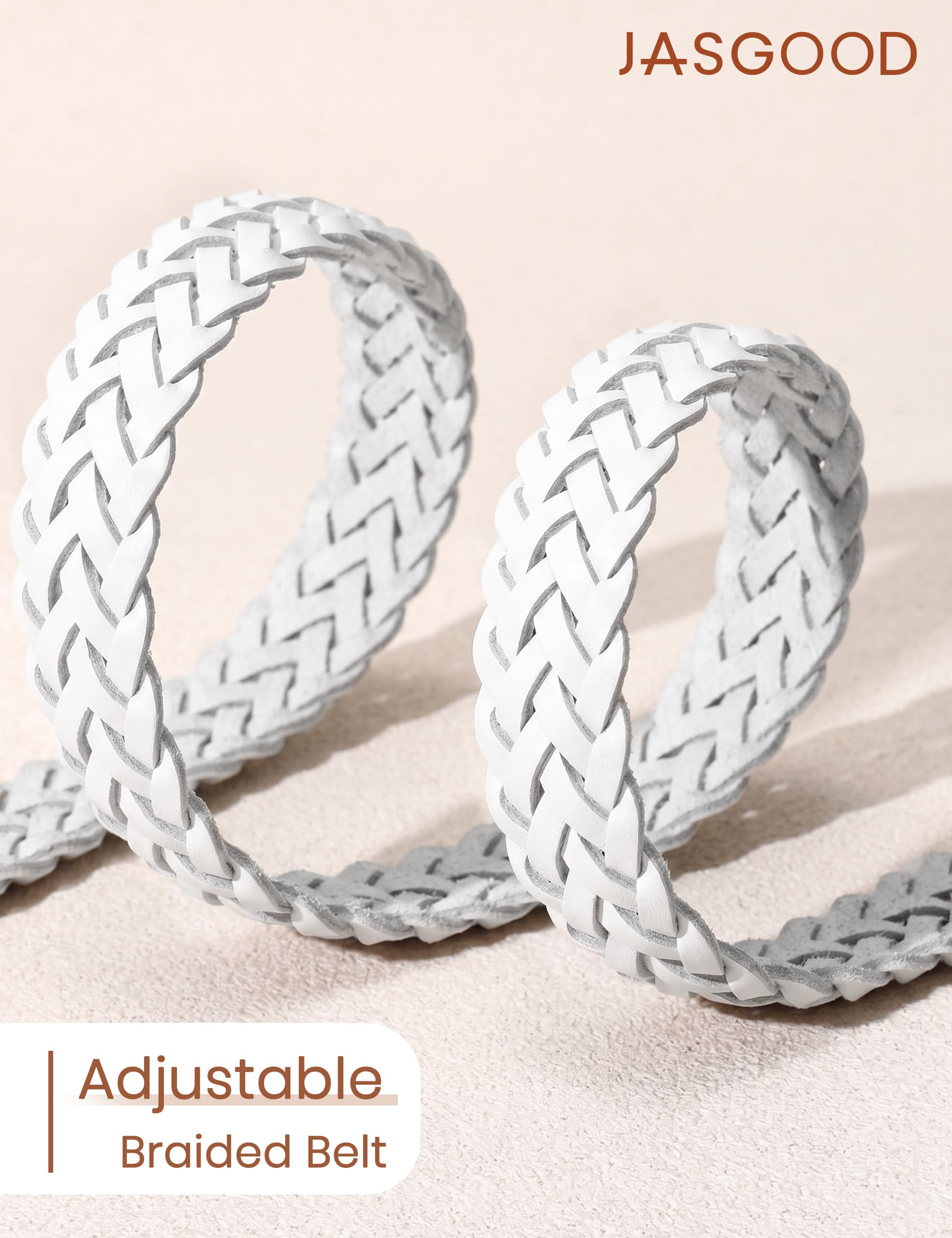 No-Hole Braided Leather Belts Plus Size