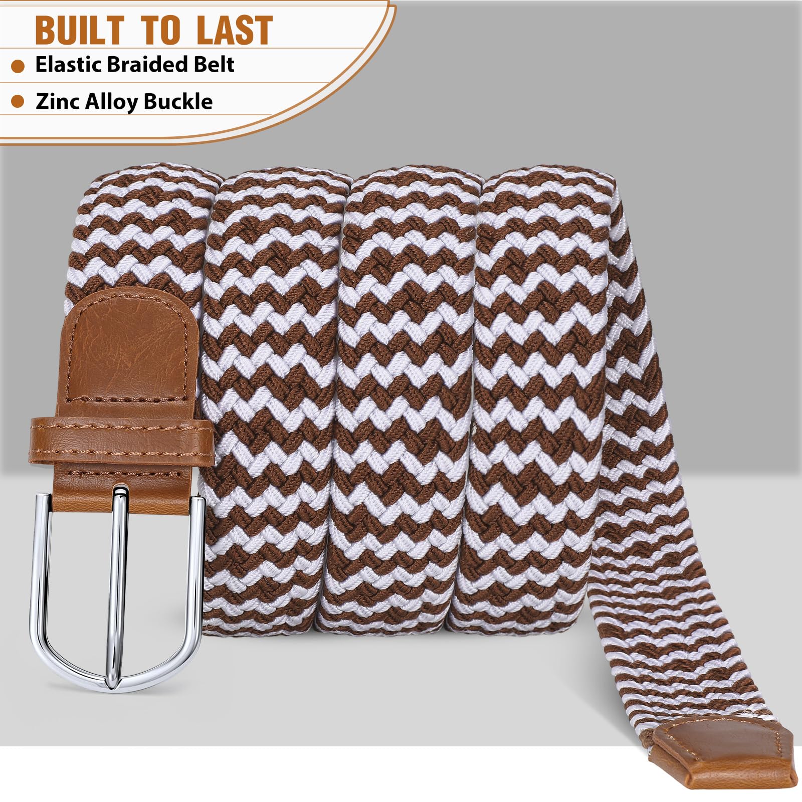 Braided Stretch Belt for Men Women