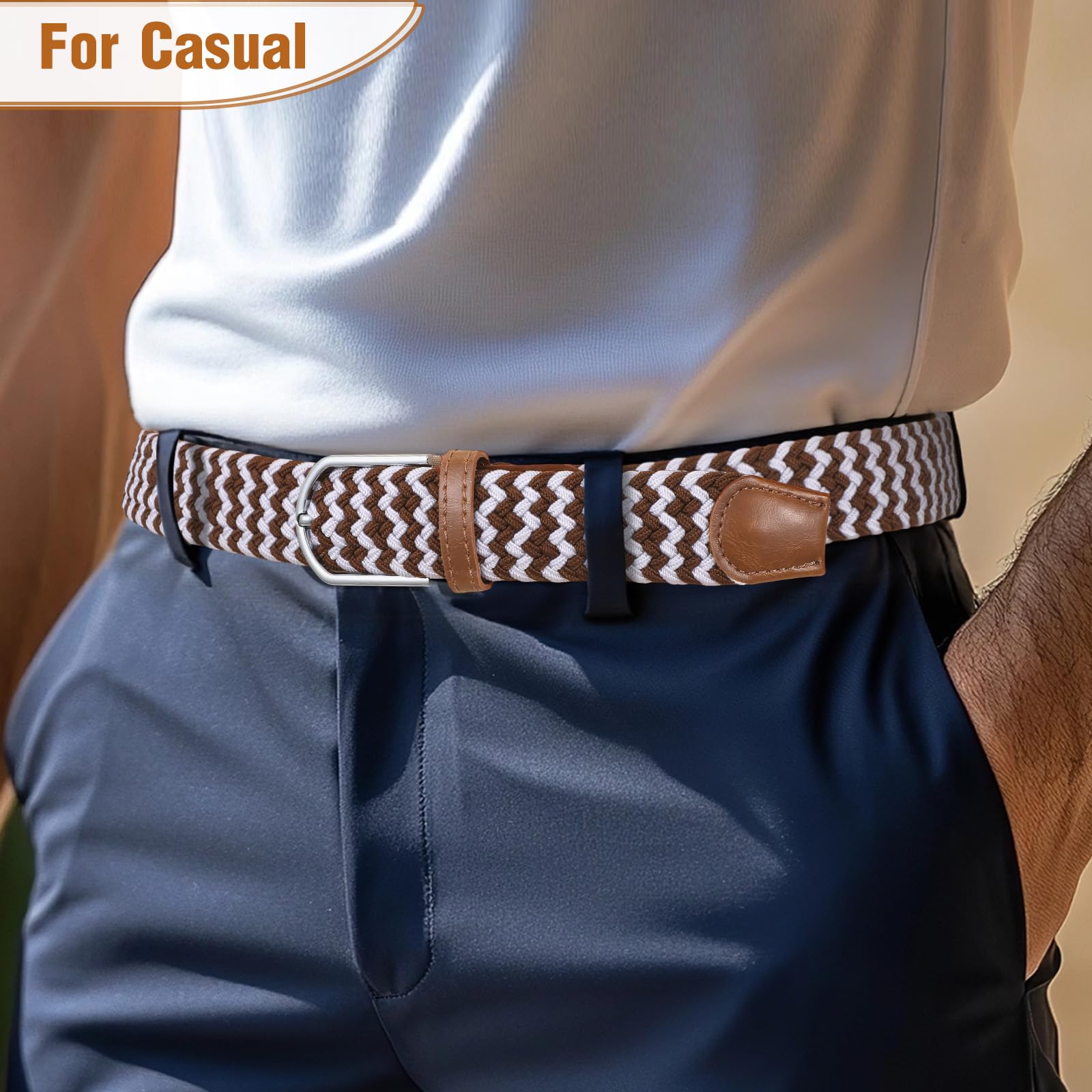 Braided Stretch Belt for Men Women