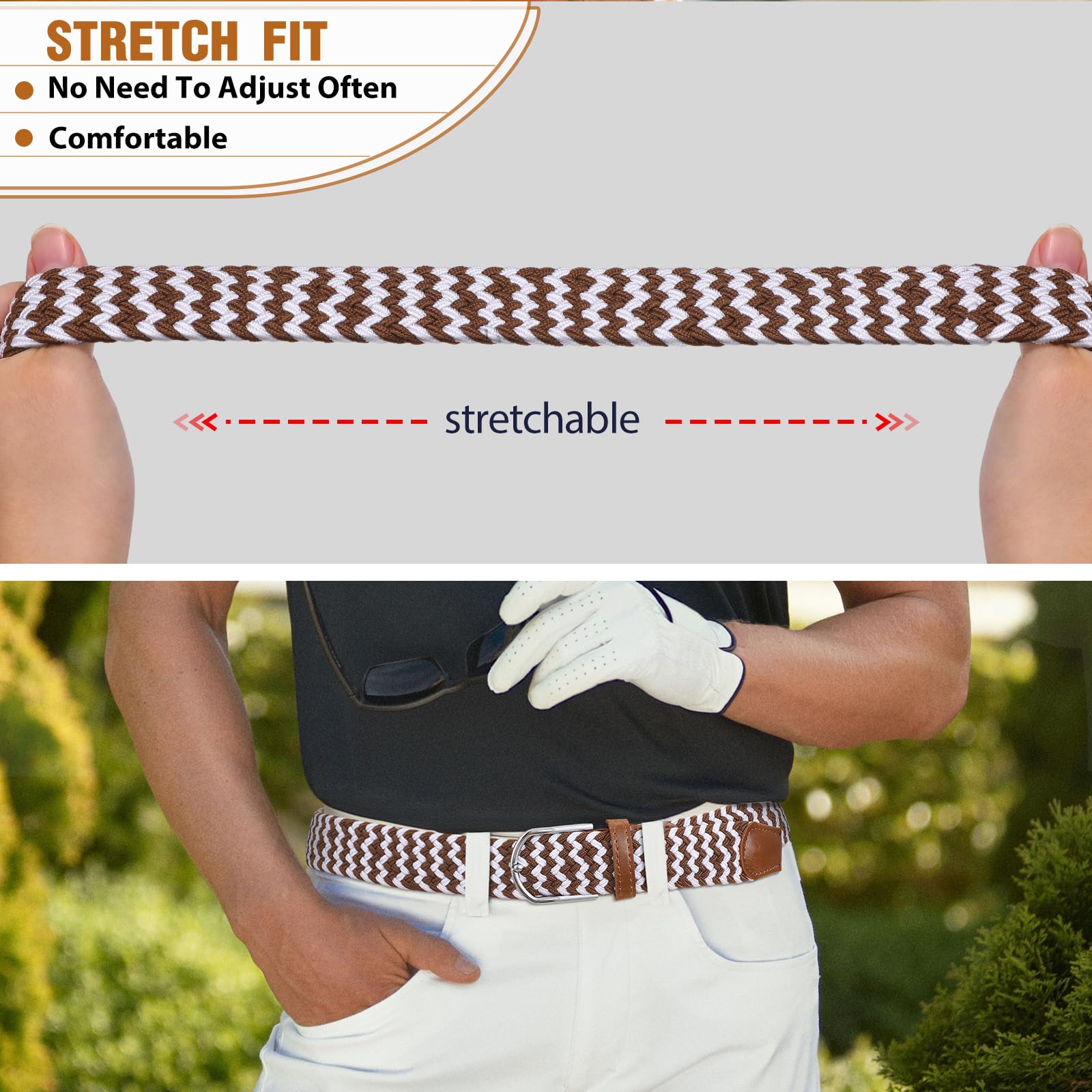 Braided Stretch Belt for Men Women