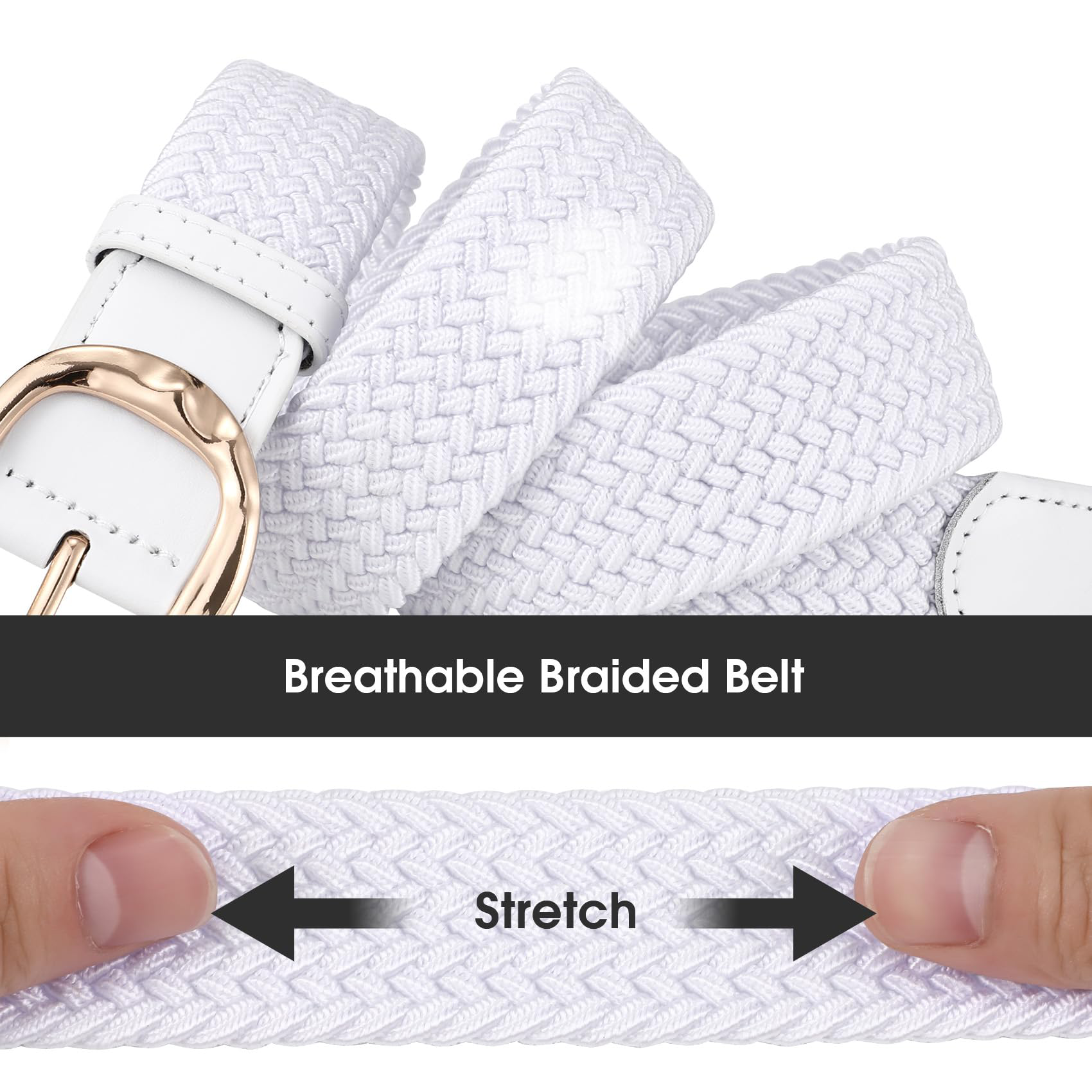 Women Braided Elastic Belt For Golf