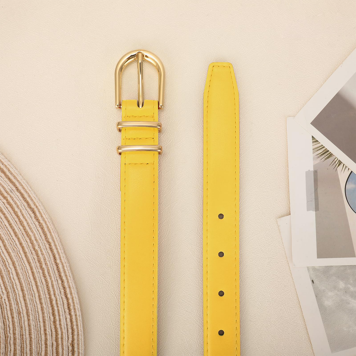 Women Skinny Vegan Leather Belt for Jeans