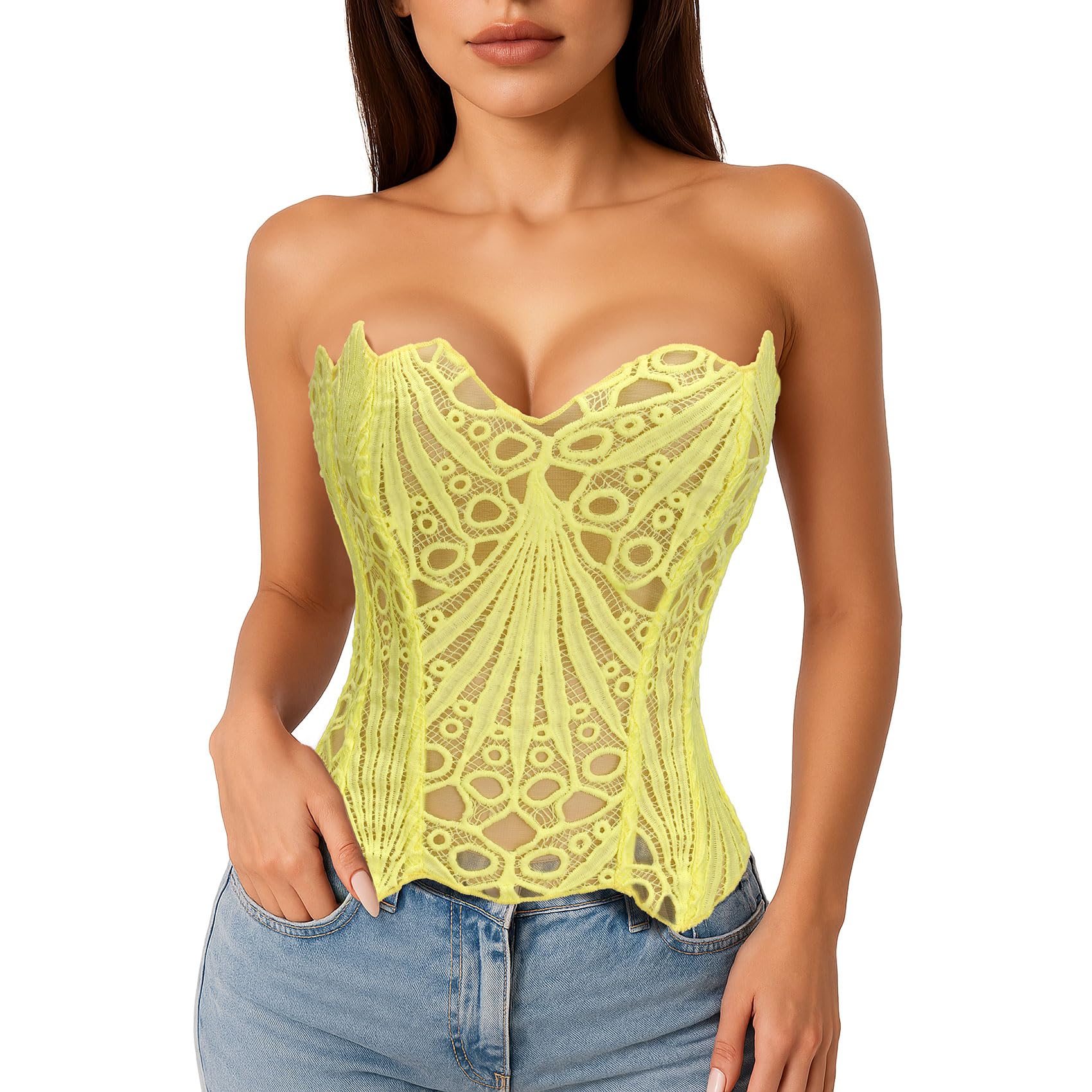Lace Up Corset Bustier Top